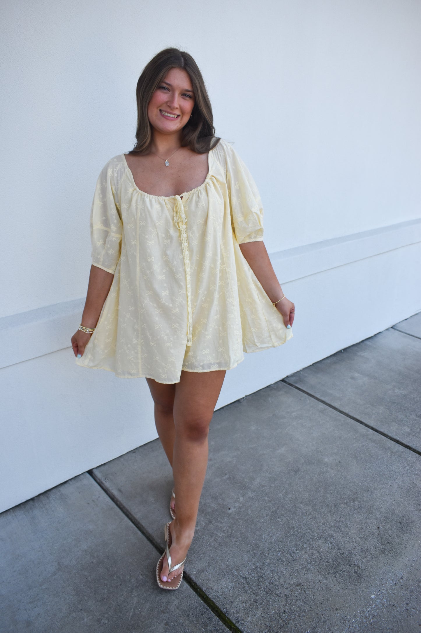 Olivia Bow Eyelet Romper