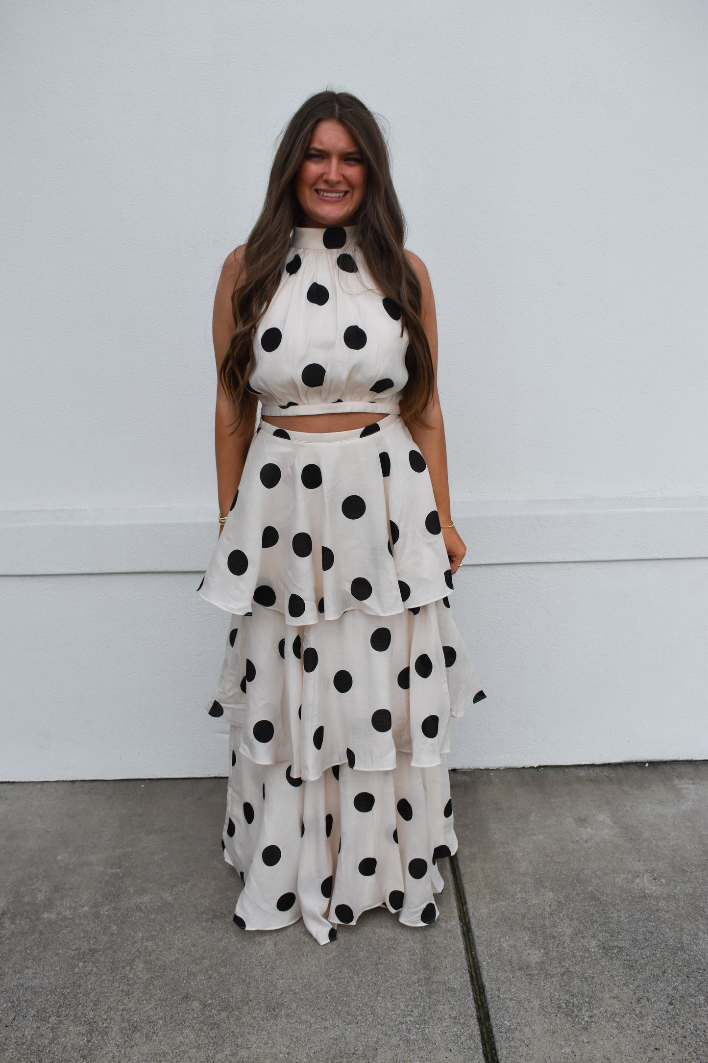 Polka Dot Halter Top and Maxi Skirt Set