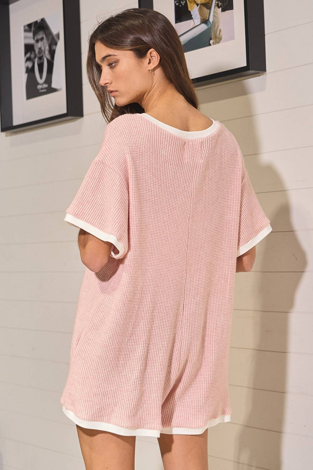 Grace Waffle Romper: Pink