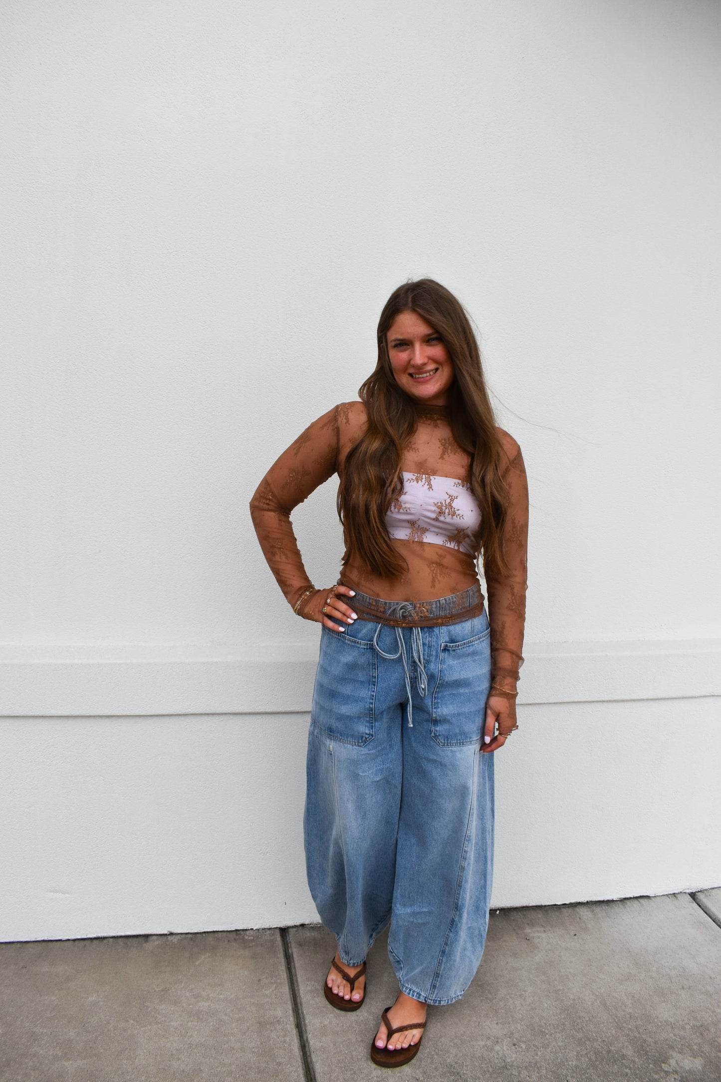 Floral Lace Mesh Layering Top