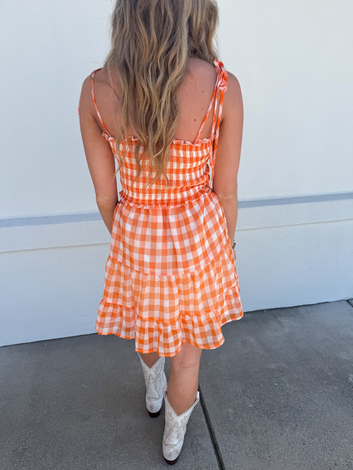 Gingham Smocked Top Mini Dress