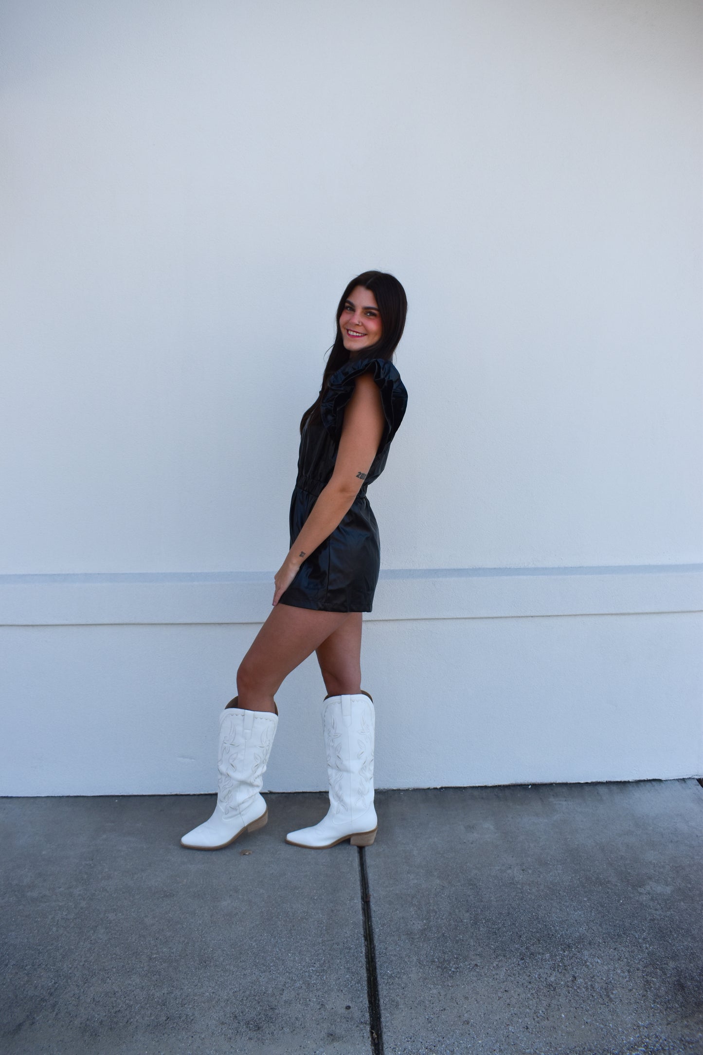 Liza Button Down Ruffle Romper