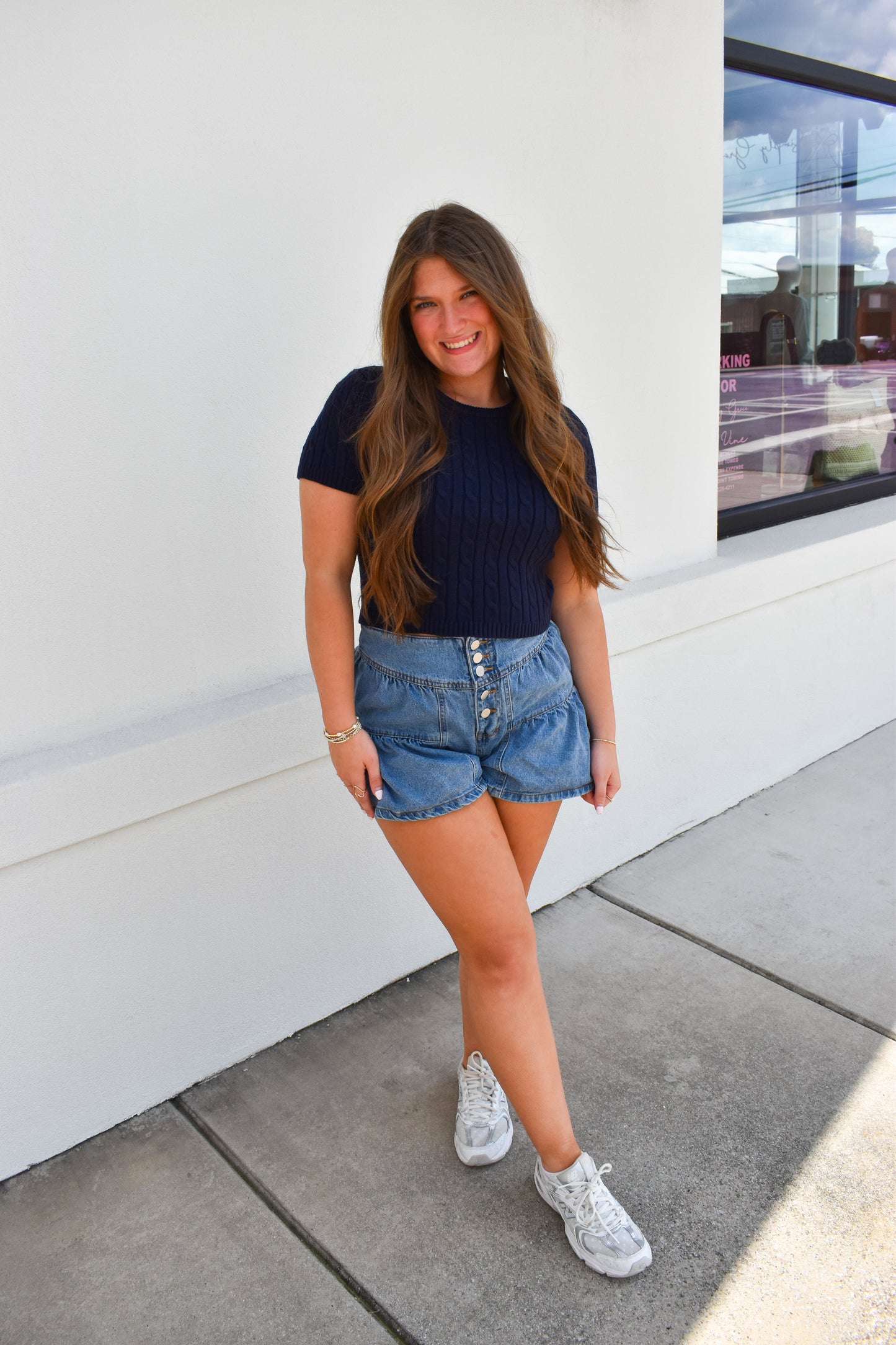 Short Sleeve Cable Sweater Top