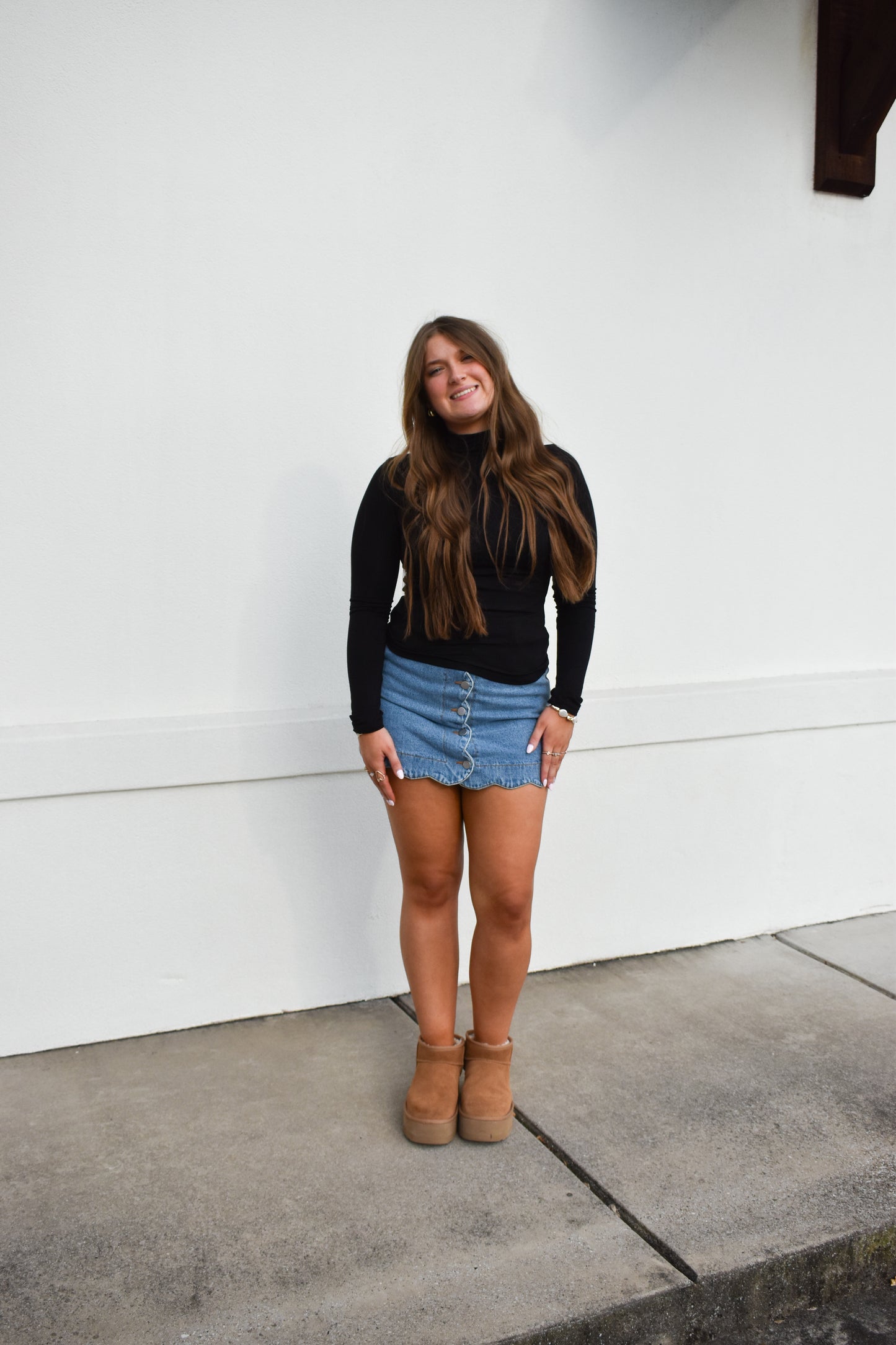 Basic Long Sleeve Turtle Neck: Black