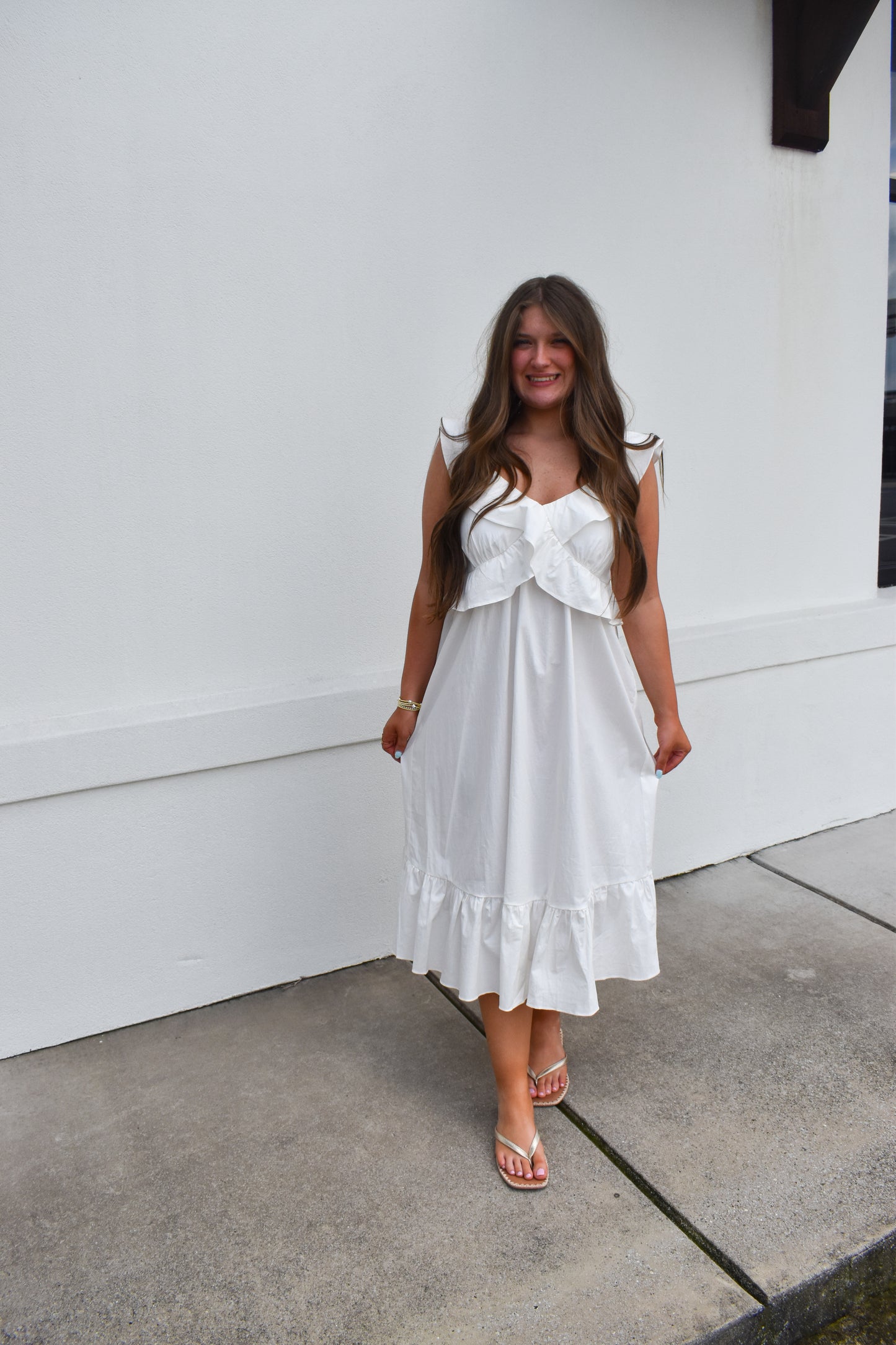 Flutter Sweetheart Ruffled Midi Dress