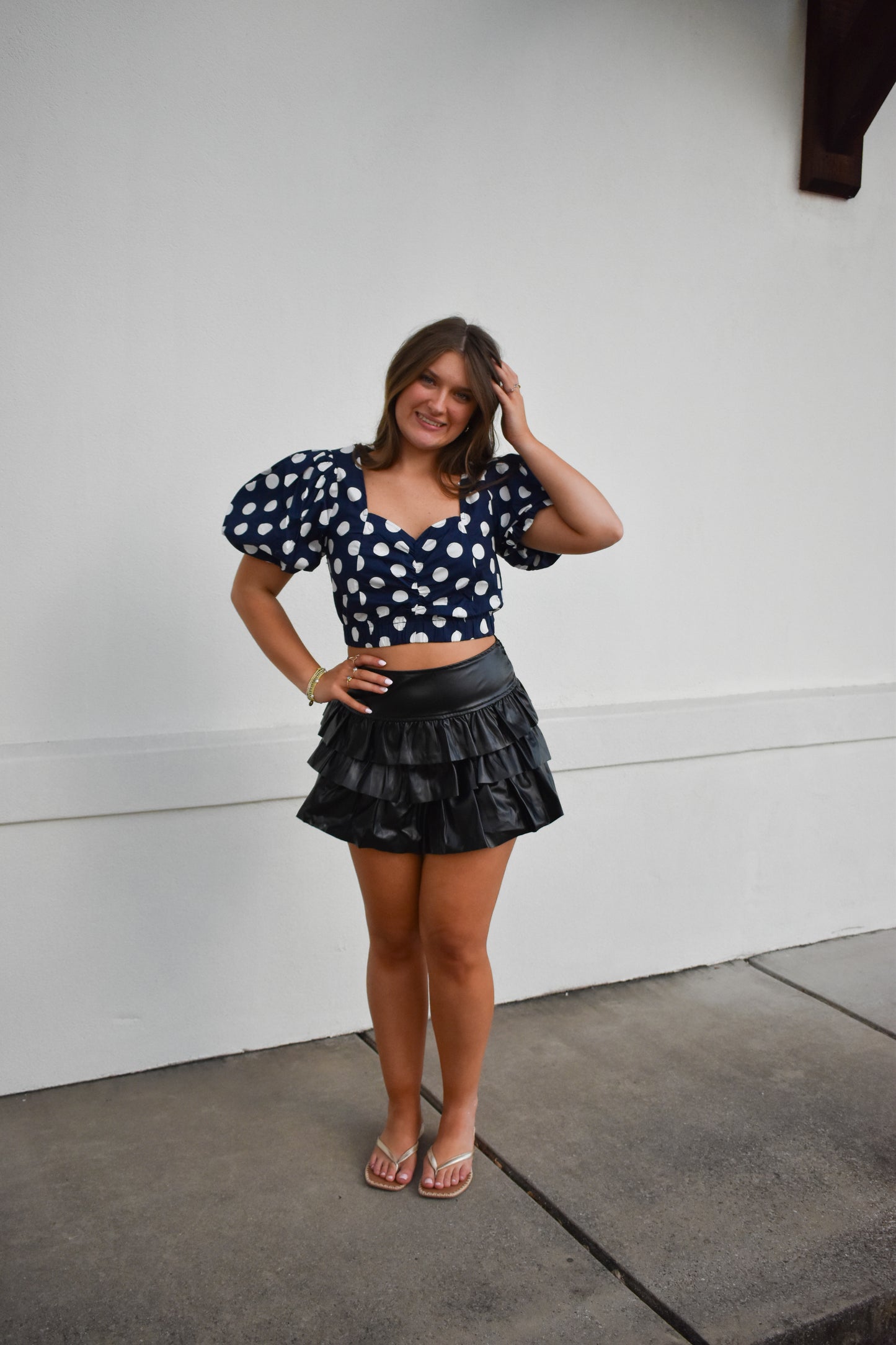 Cropped Polka Dot Bubble Top