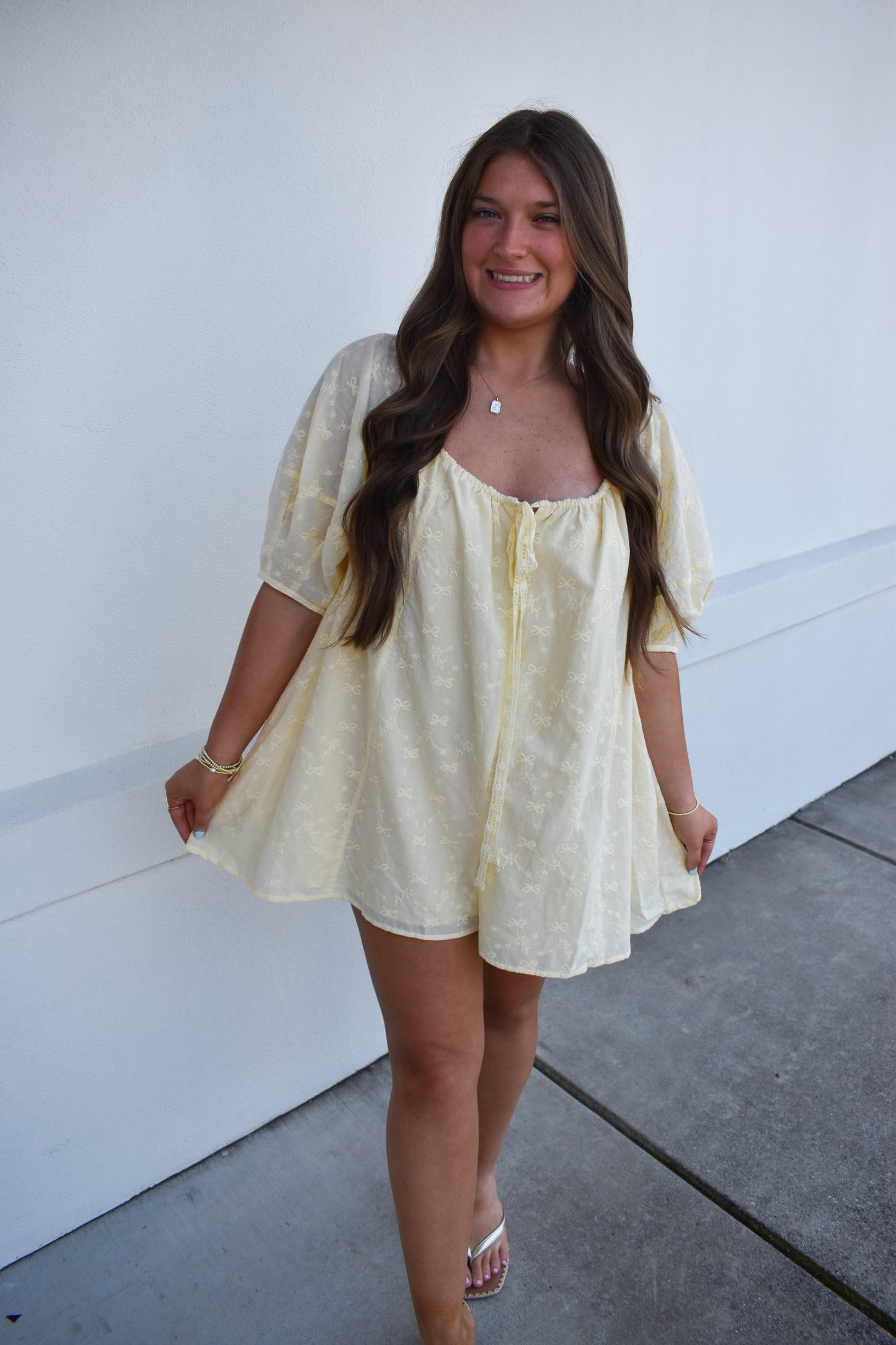 Olivia Bow Eyelet Romper