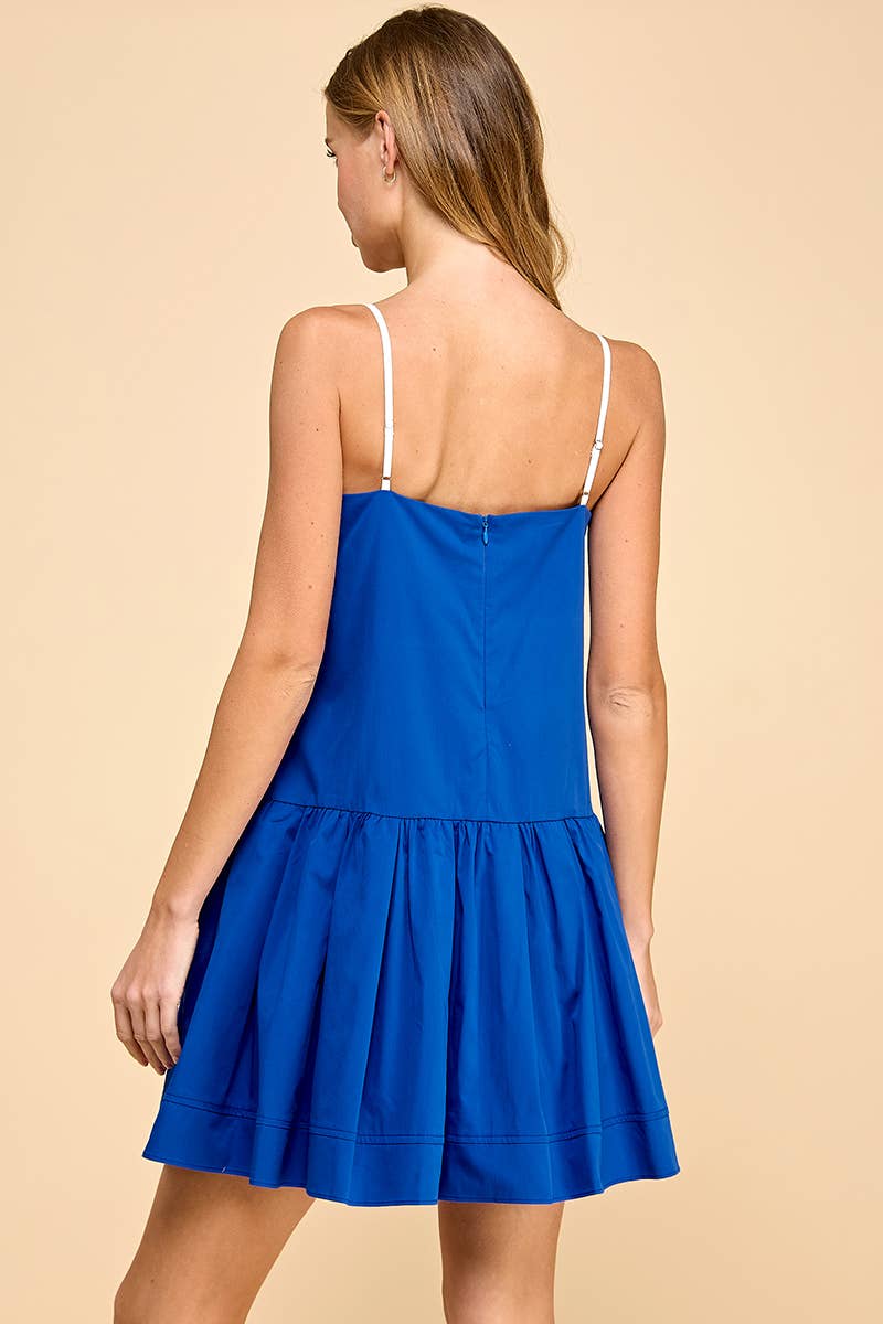 Brittany Drop Waist Contrast Stitch Detail Dress