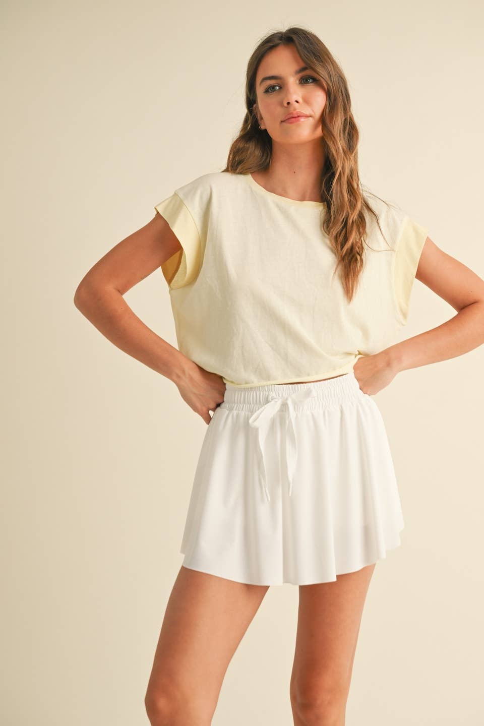 Butter Yellow Cutout Back Layering Tee