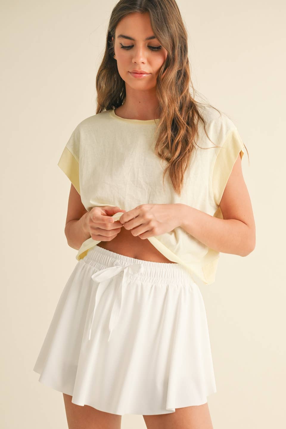 Butter Yellow Cutout Back Layering Tee