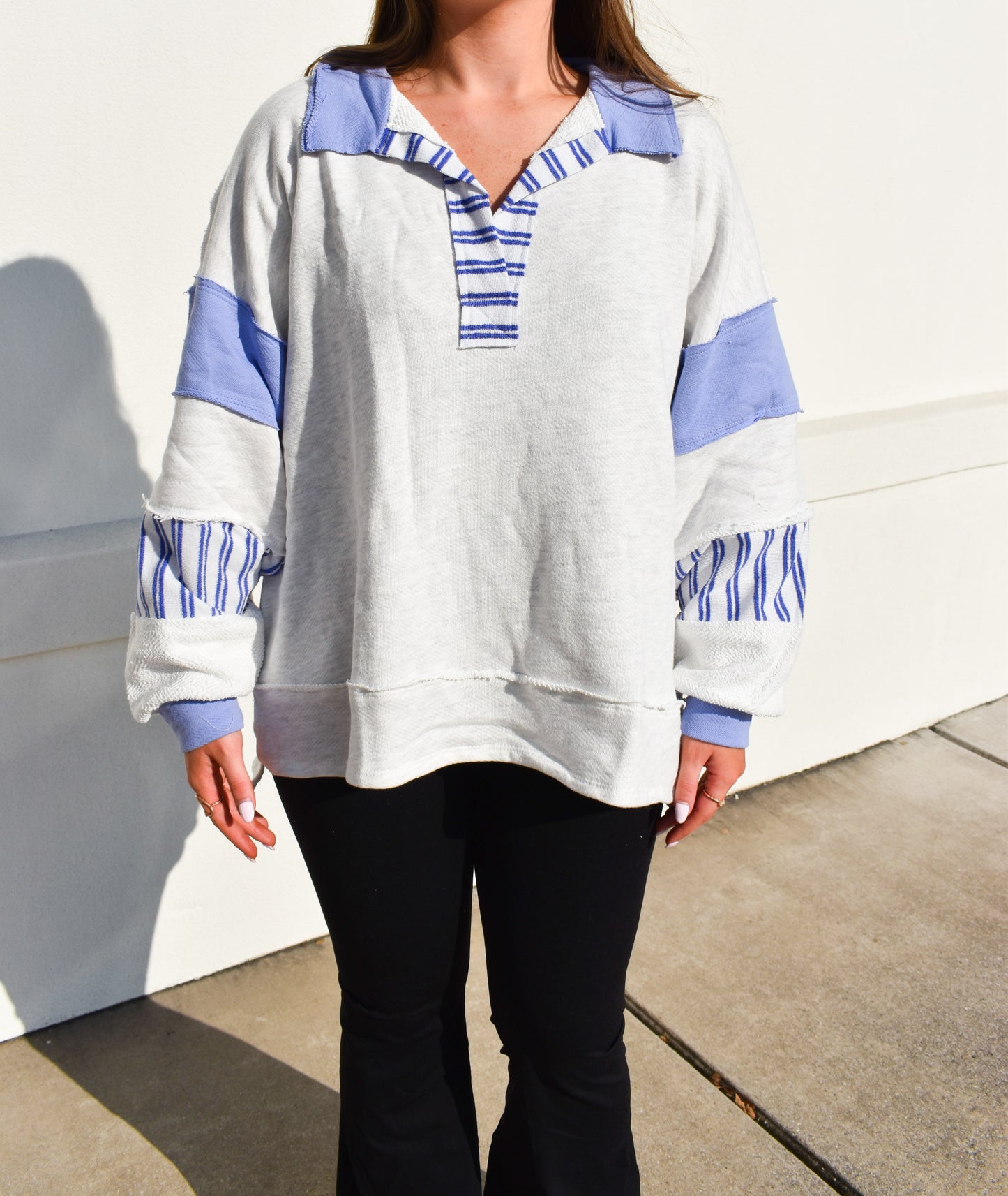 Terry Knit Collared Top