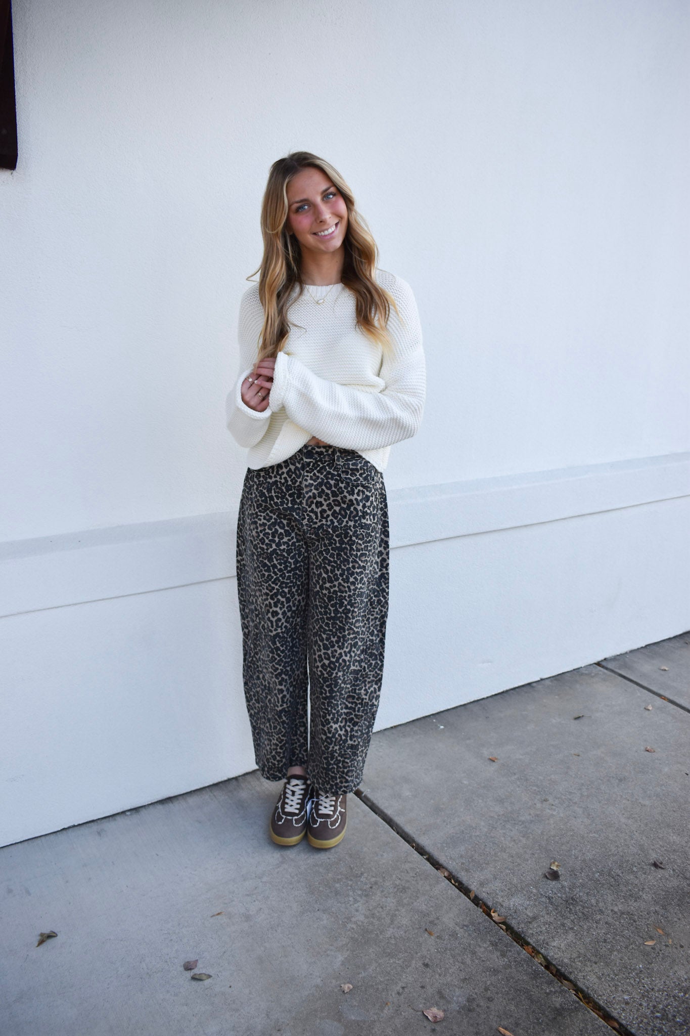 Leopard Print Barrel Pants