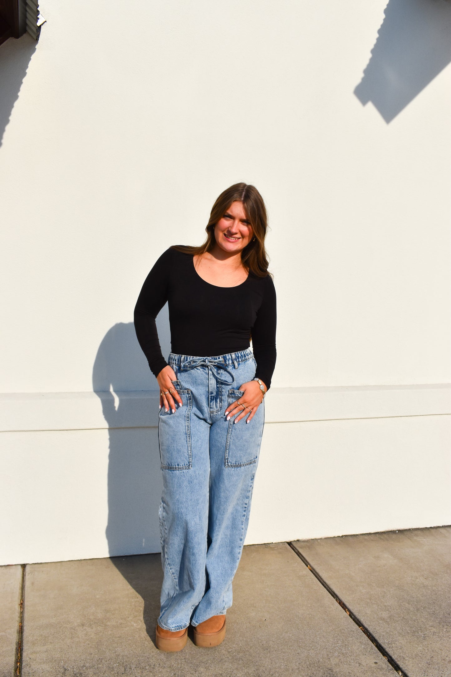 Basic Long Sleeve Scoop Neck: Black