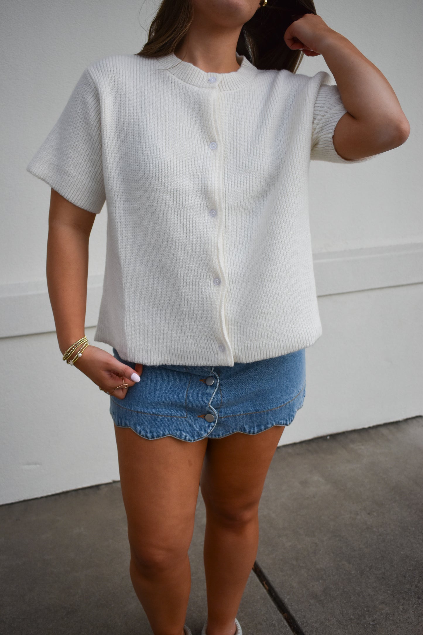 Round Neck Sweater Cardigan