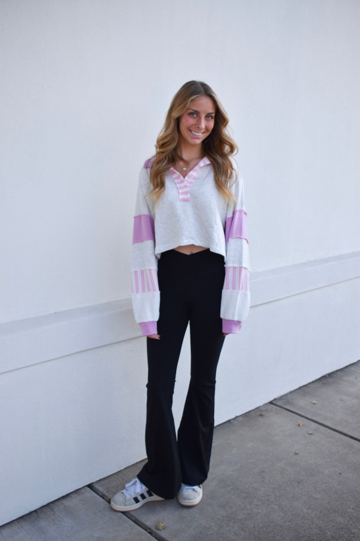 Terry Color Block Crop Top