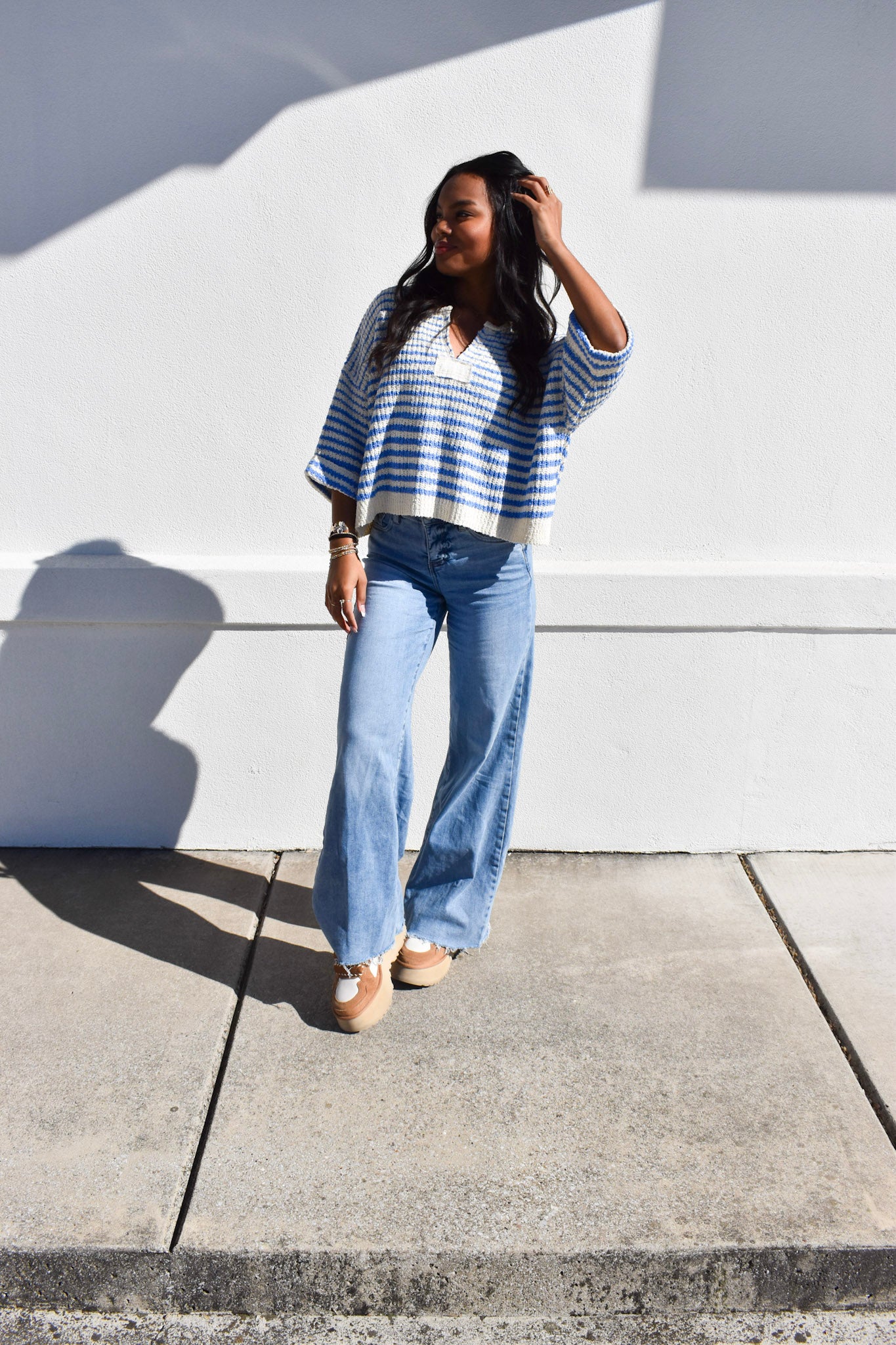 Ecru Stripe Knit Top