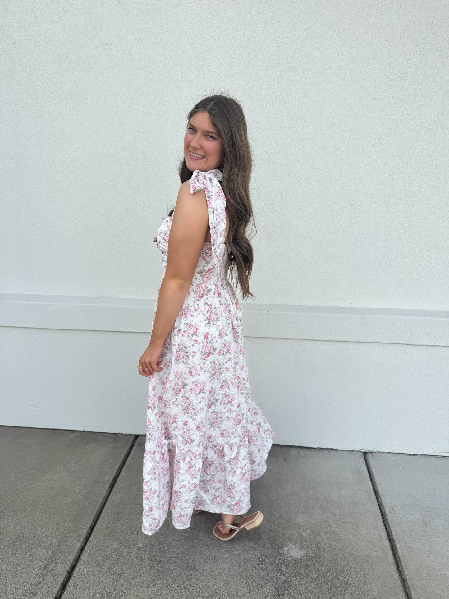 Tiffany Floral Ruched Detail Maxi Dress