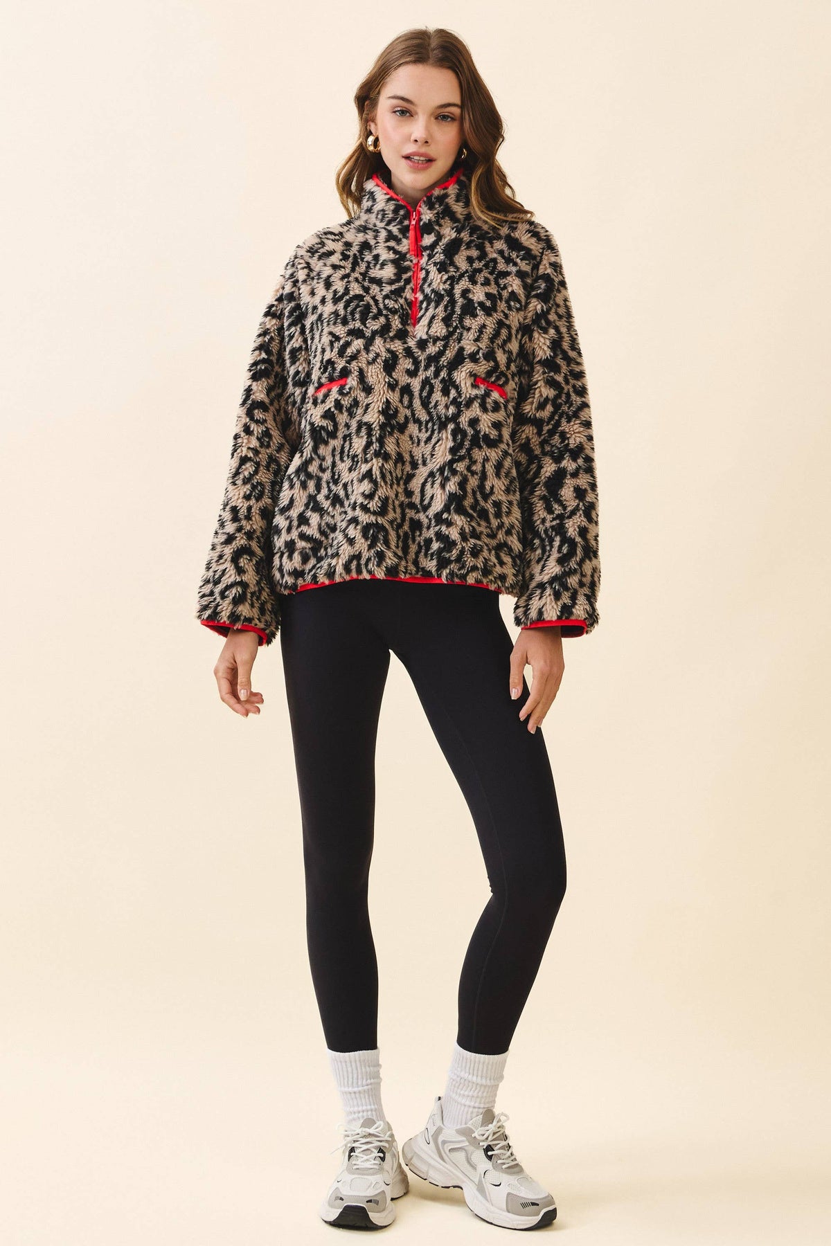 *12/30 PREORDER* Leopard Half Zip Front Pullover Jacket