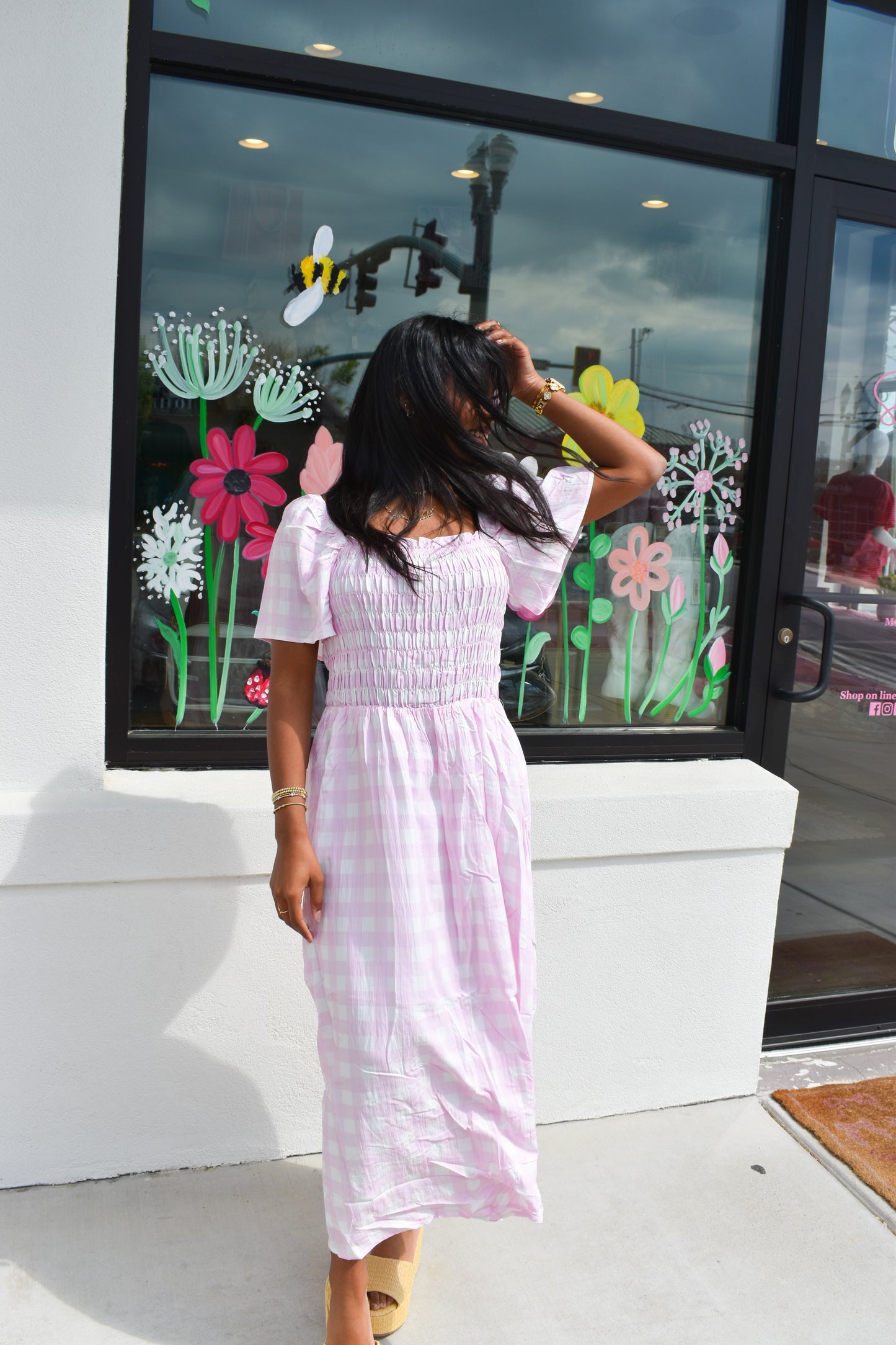 Pretty in Pink Gingham Maxi Dress
