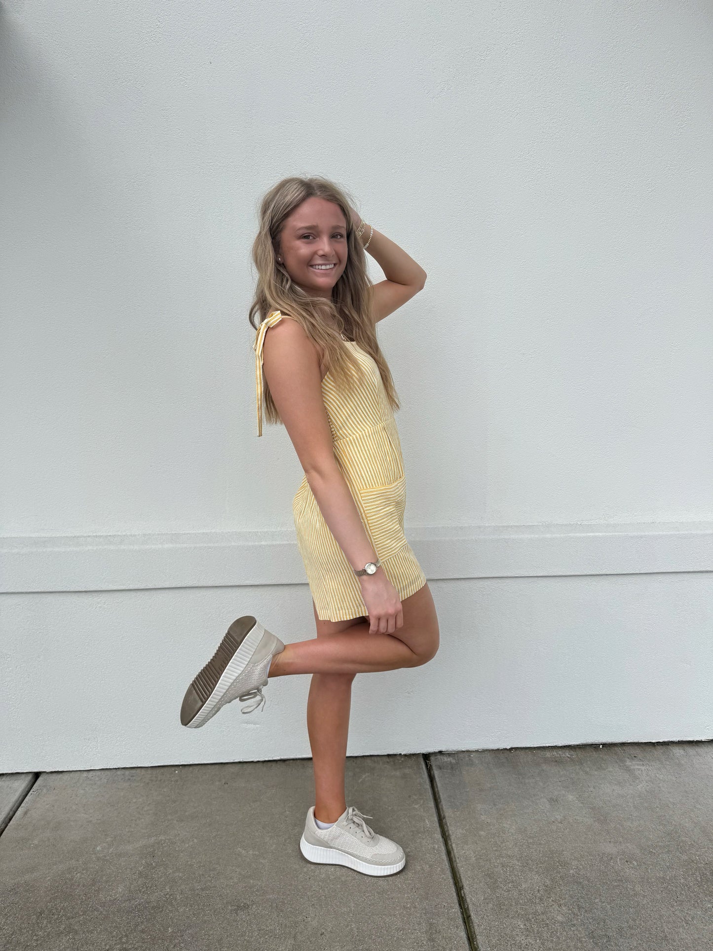 Sunny Stripe Shoulder Tie Romper