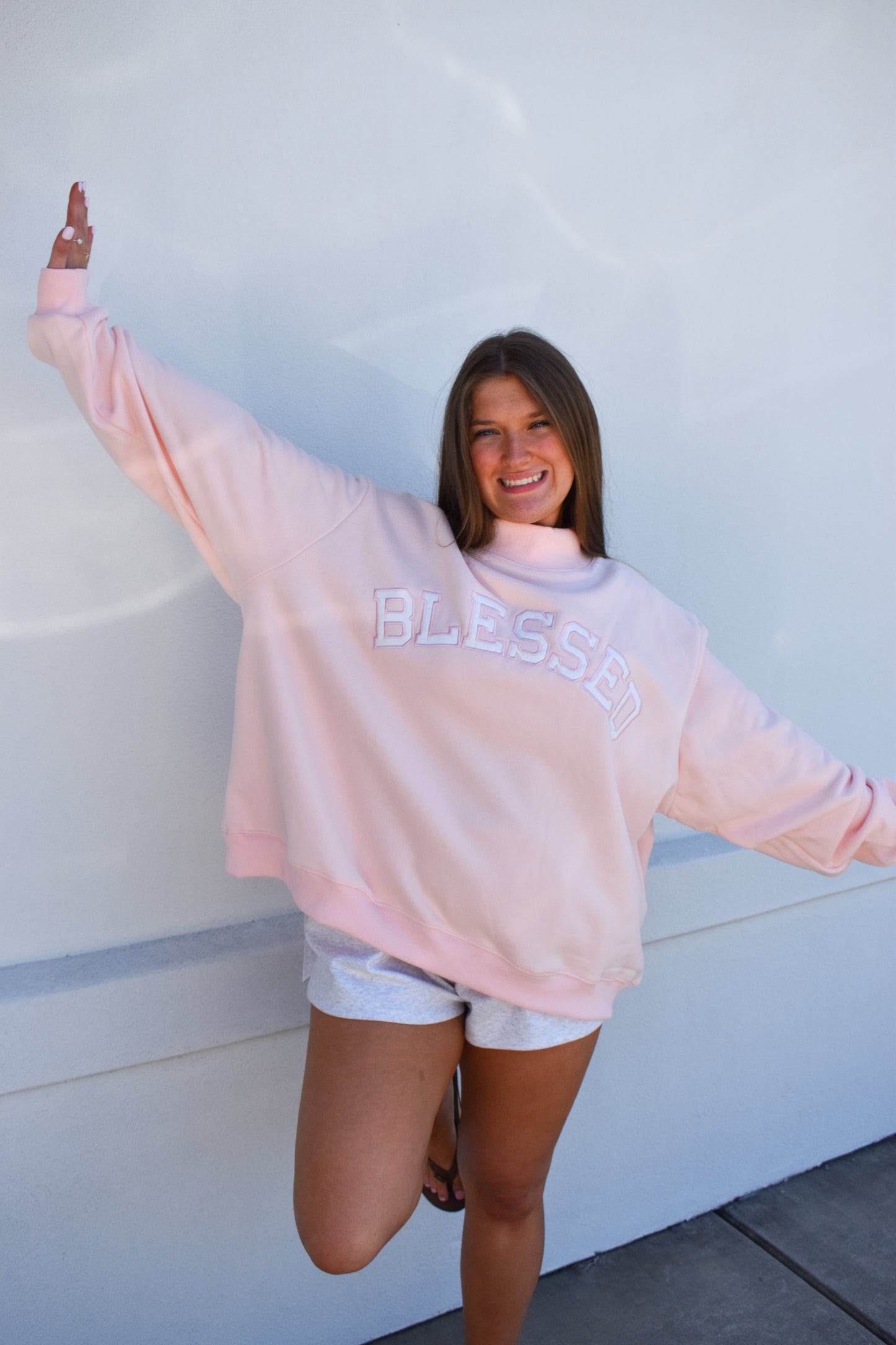 BLESSED Embroidered Mockneck