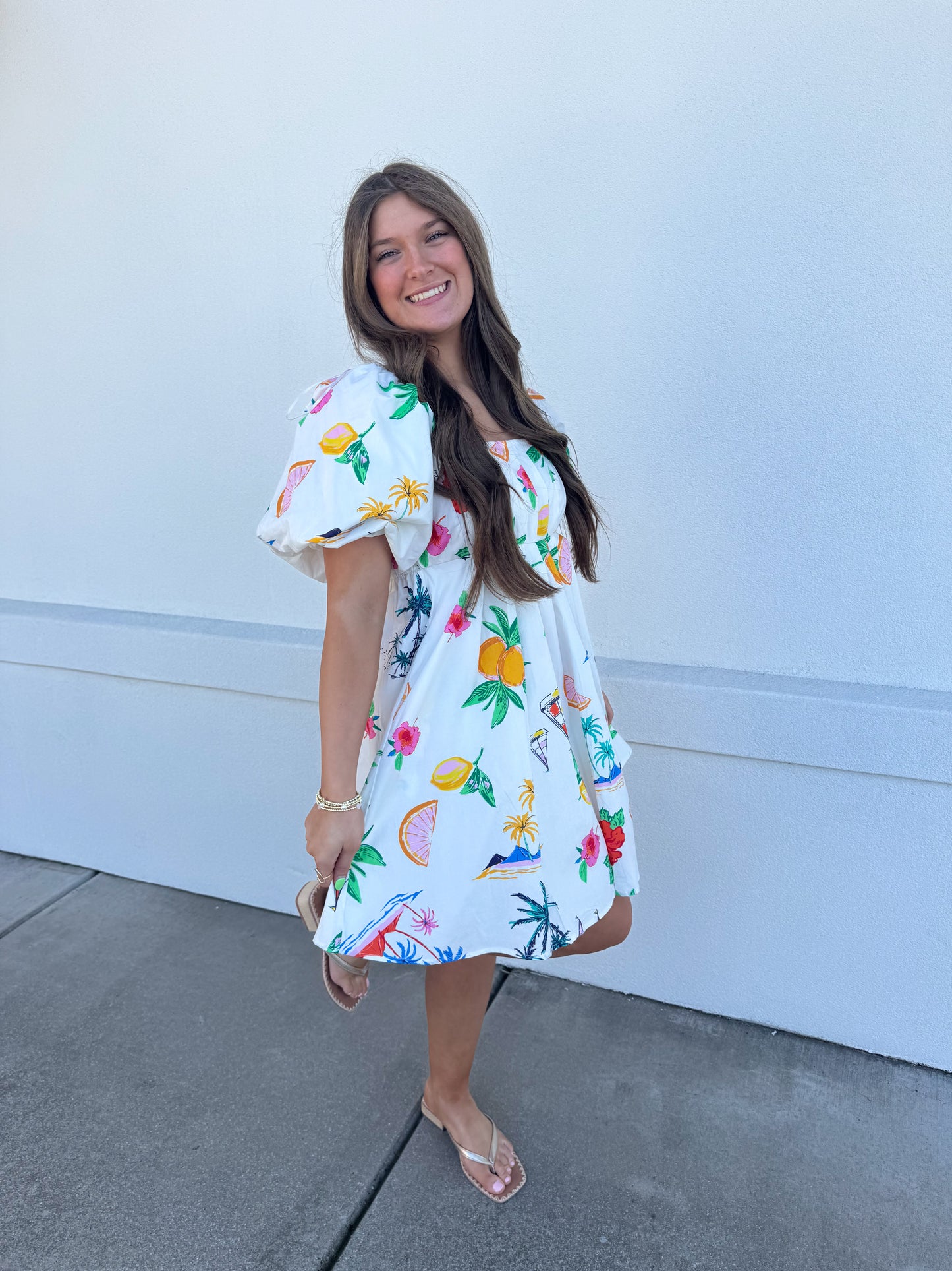 Bubble Sleeve With Pleats Mini Dress