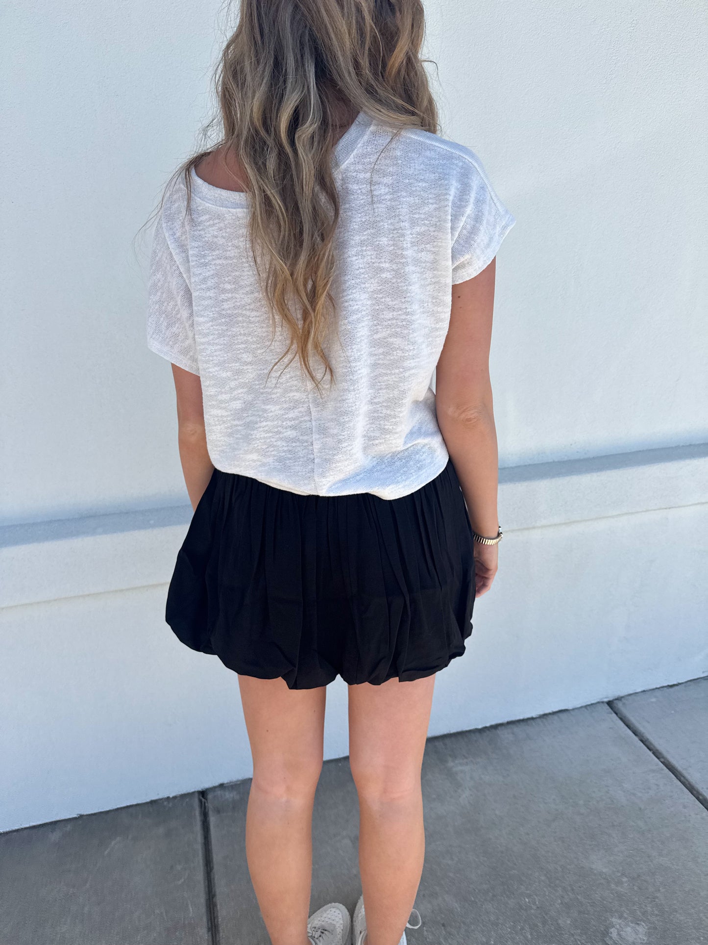 Smocked Waistband Bubble Mini Skirt