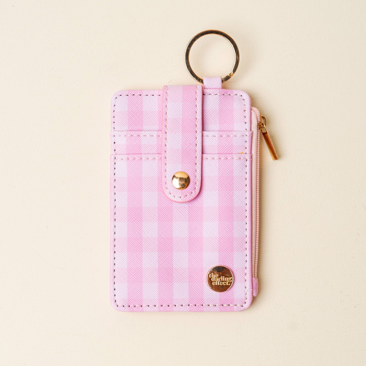 Keychain Wallet: Gingham Pink