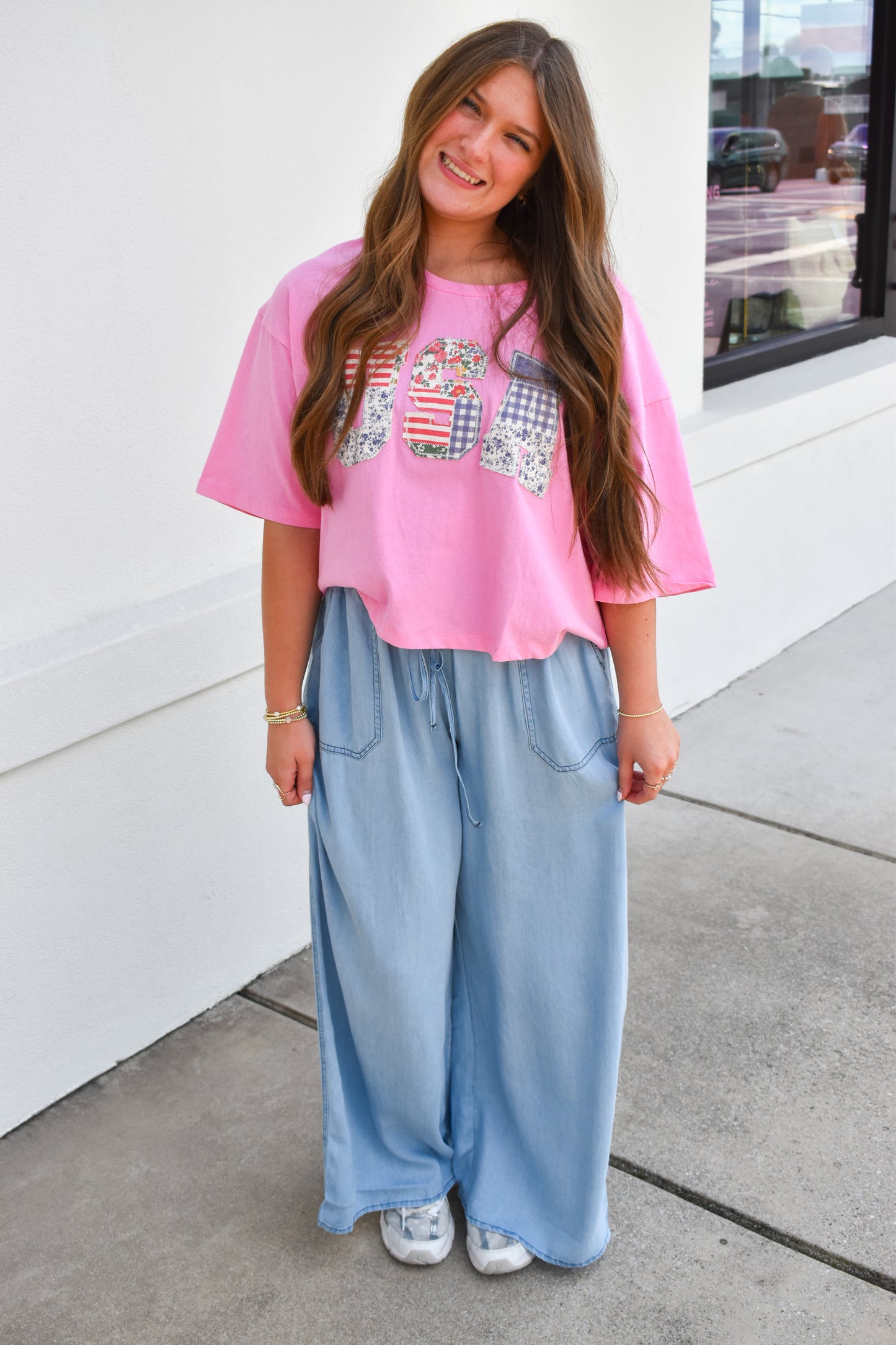 Light Denim Flowy Tie Pants