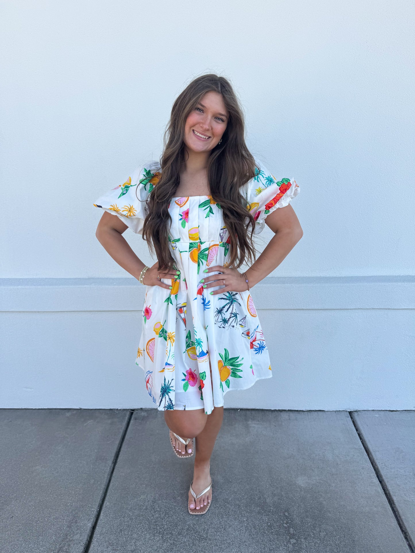 Bubble Sleeve With Pleats Mini Dress