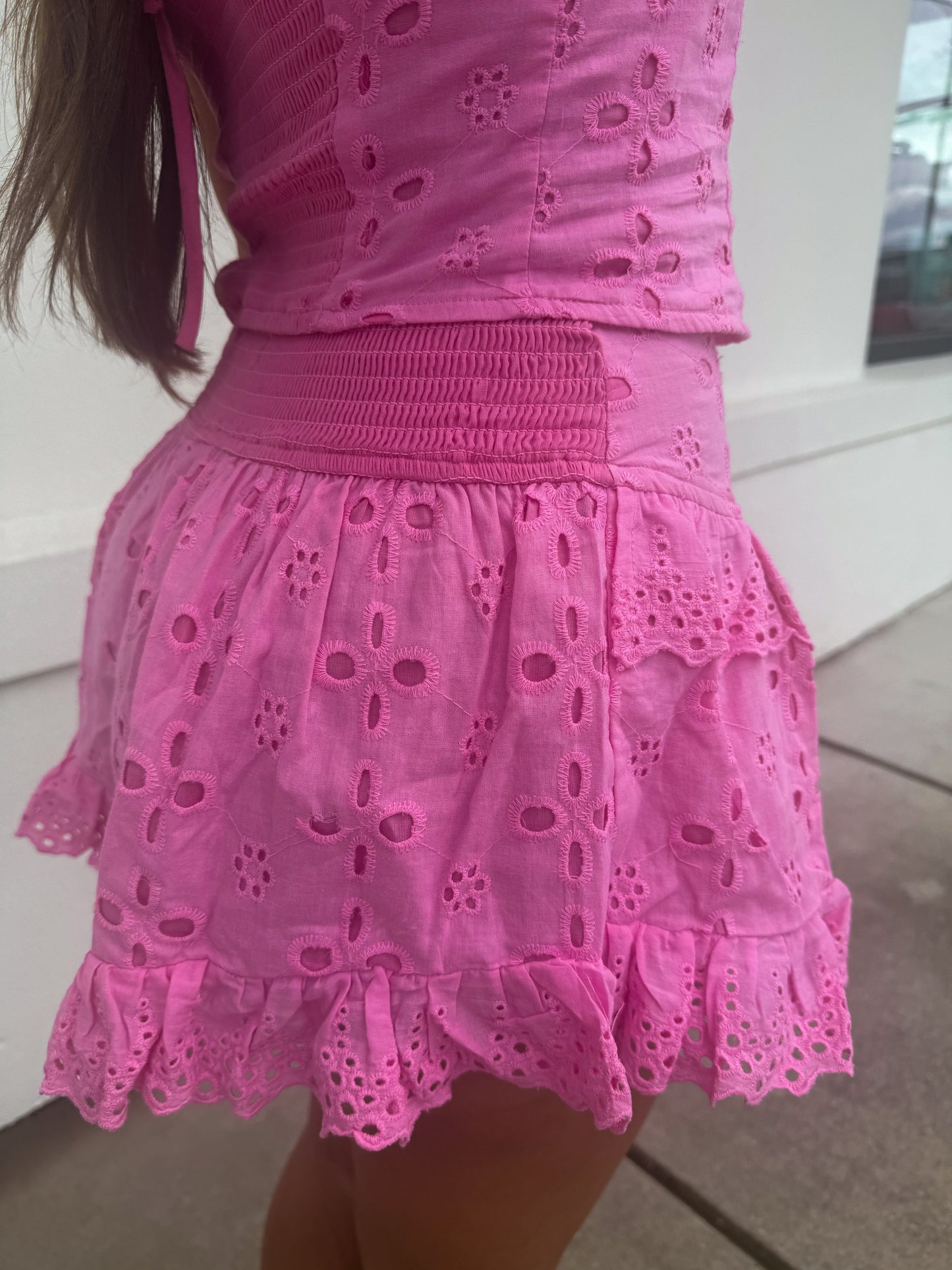 Lizzie Ruffle Eyelet Shorts