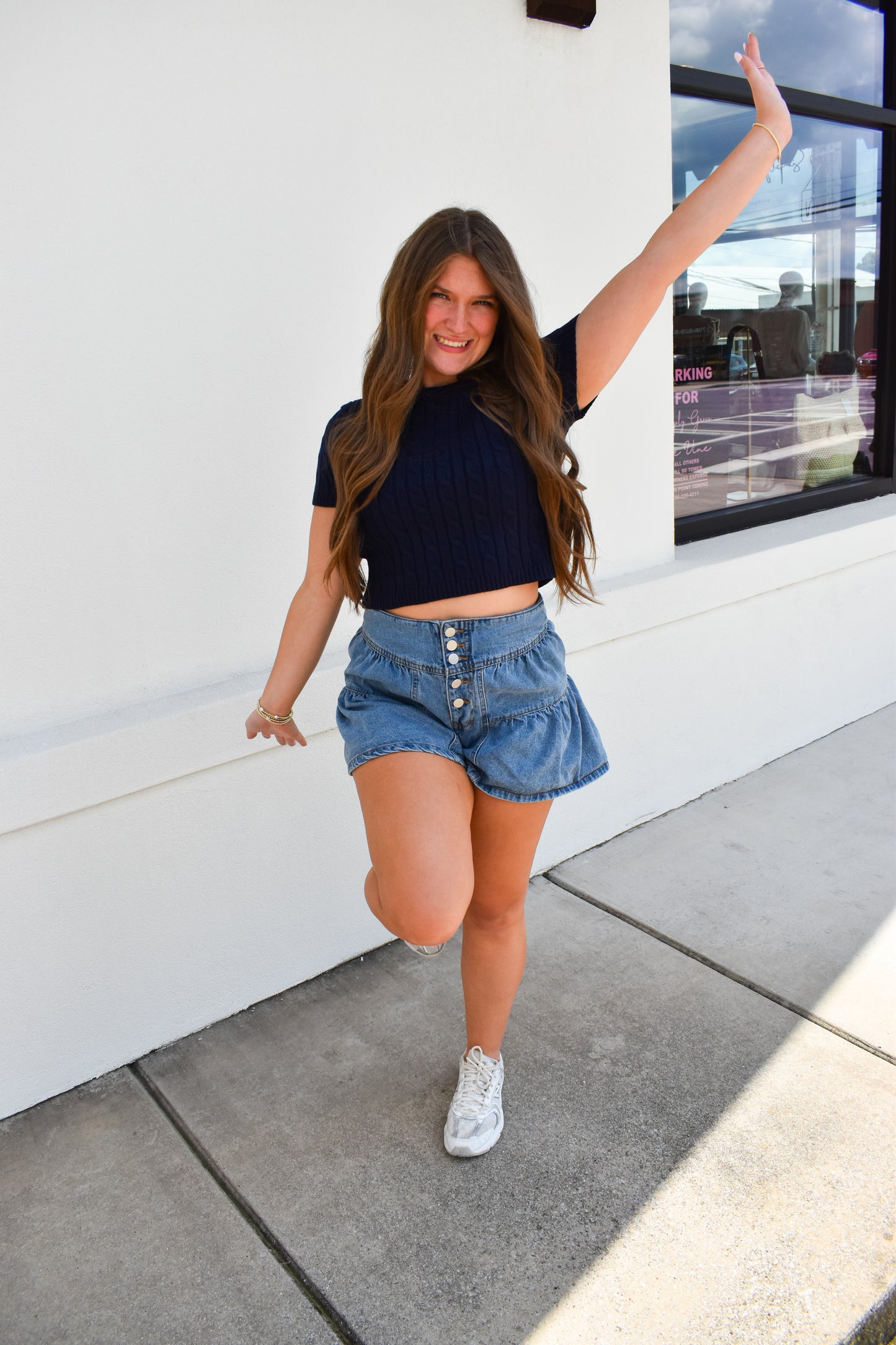 Short Sleeve Cable Sweater Top