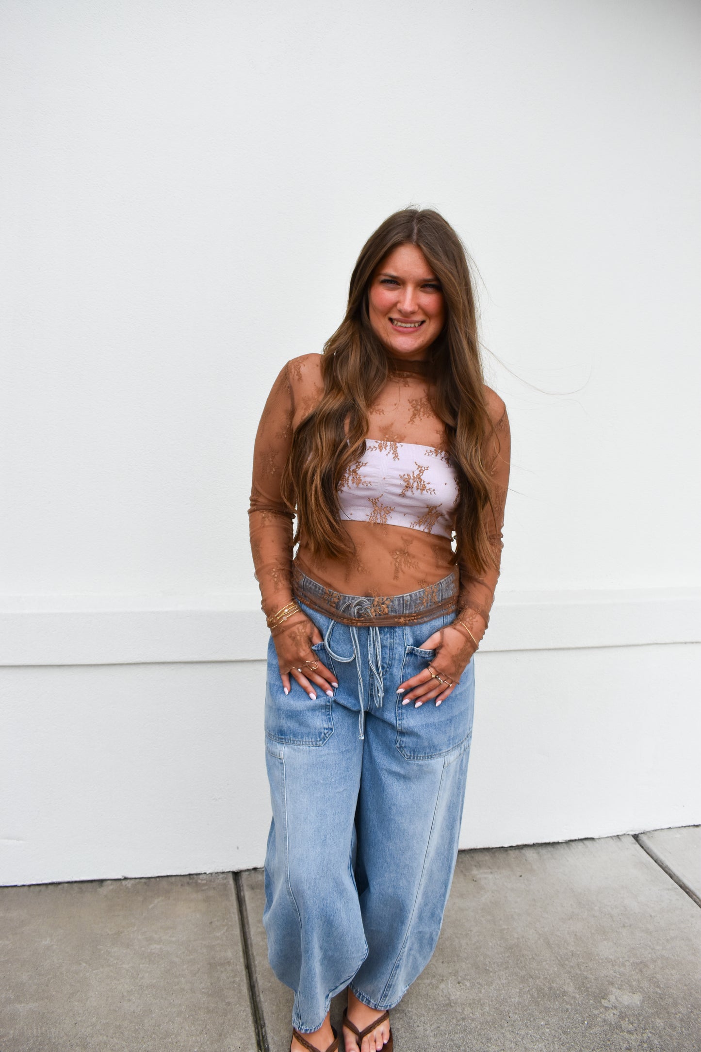 Floral Lace Mesh Layering Top