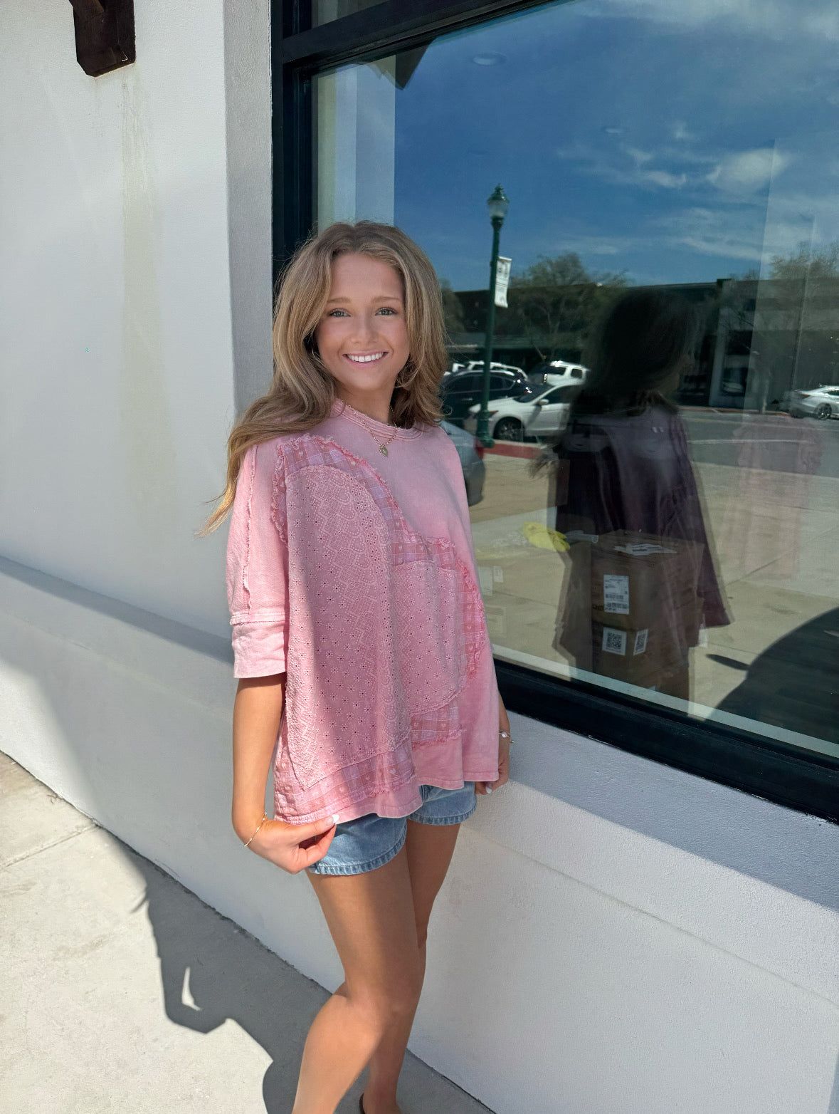 Mineral Wash Heart Patched Shirt