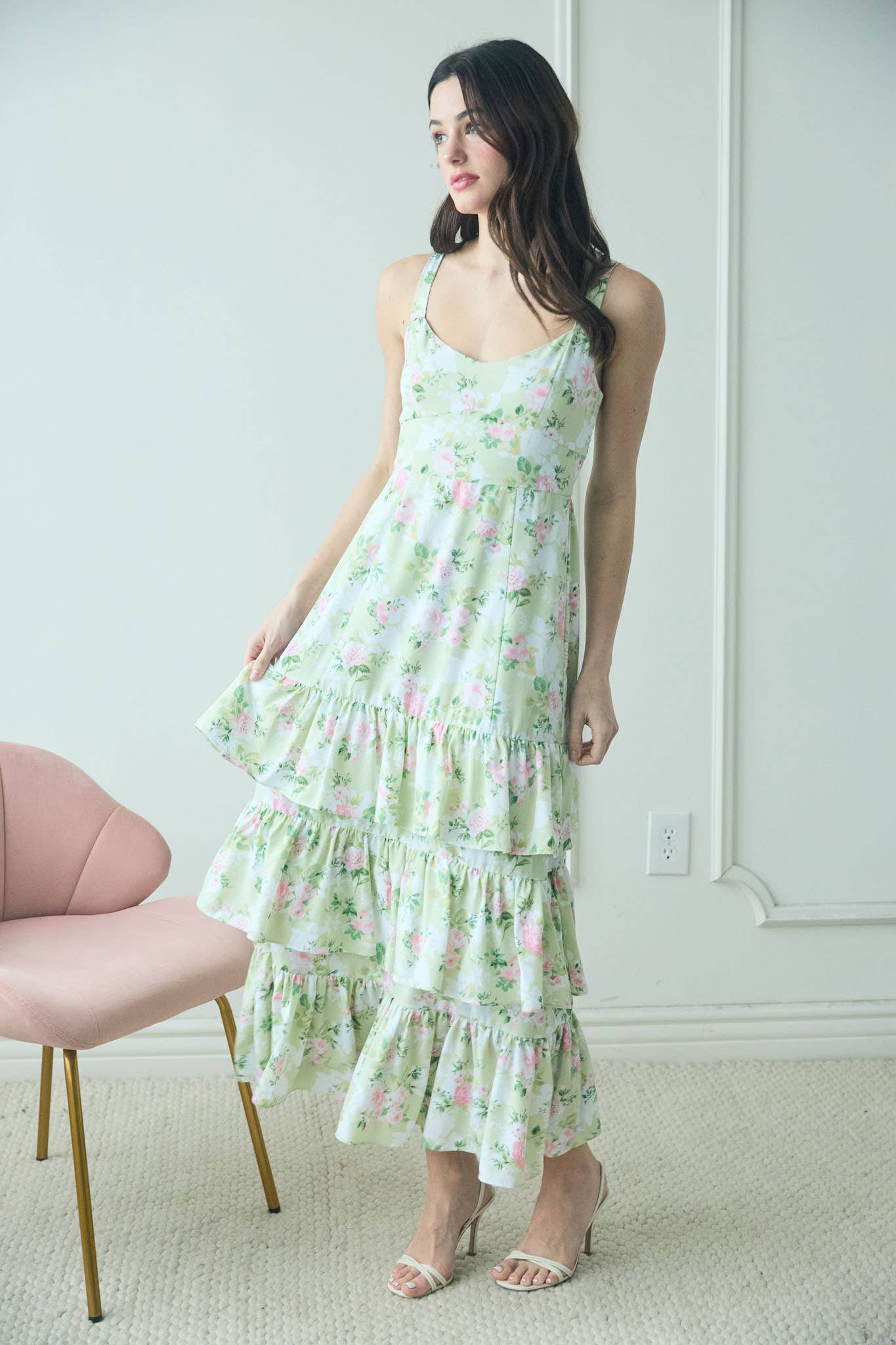 Lily Pad Ruffle Midi Dress