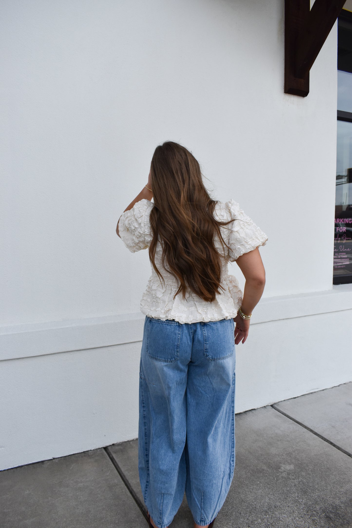 Denim Mid-Waist Drawstring Barrel Jeans