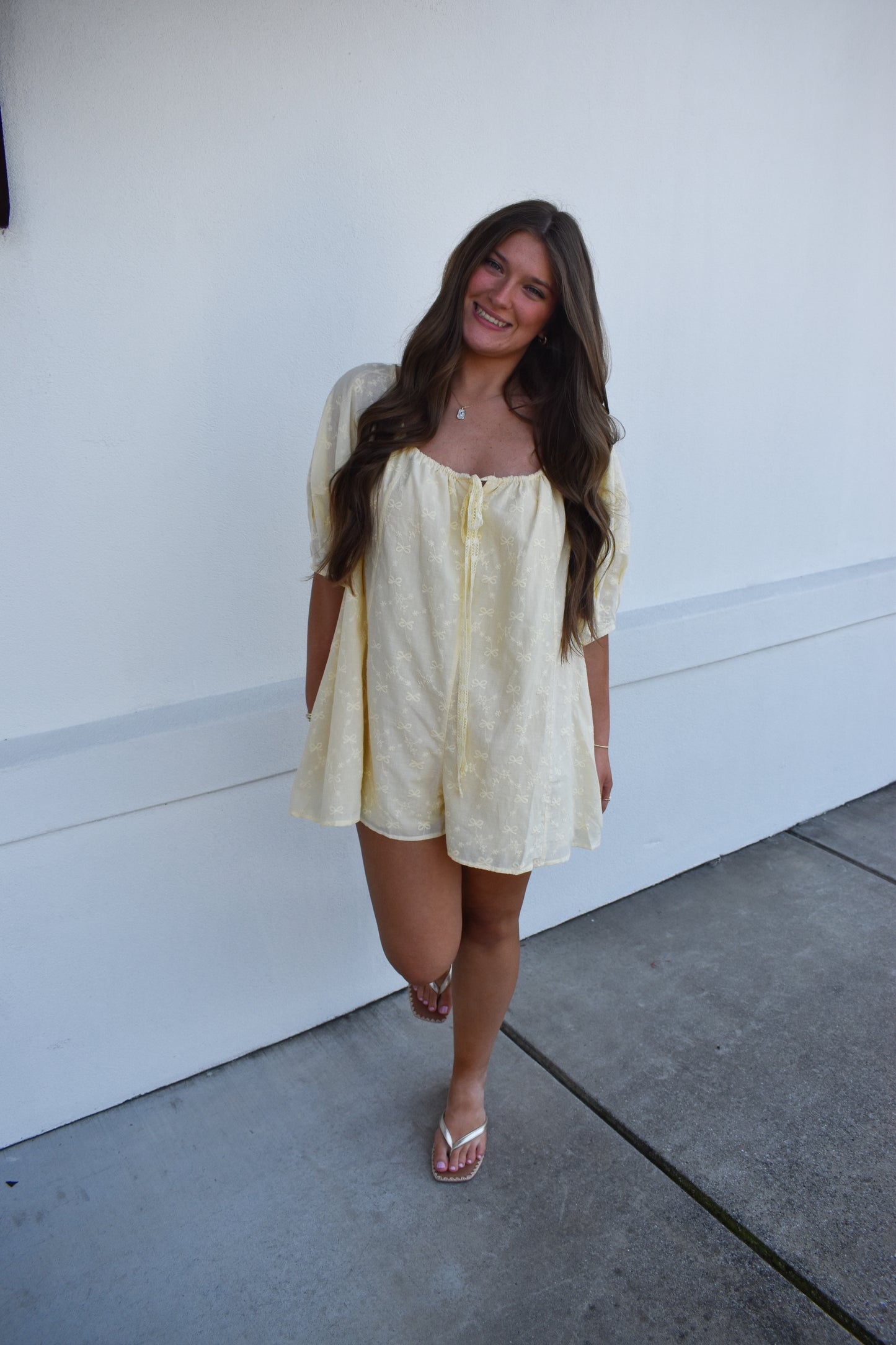 Olivia Bow Eyelet Romper