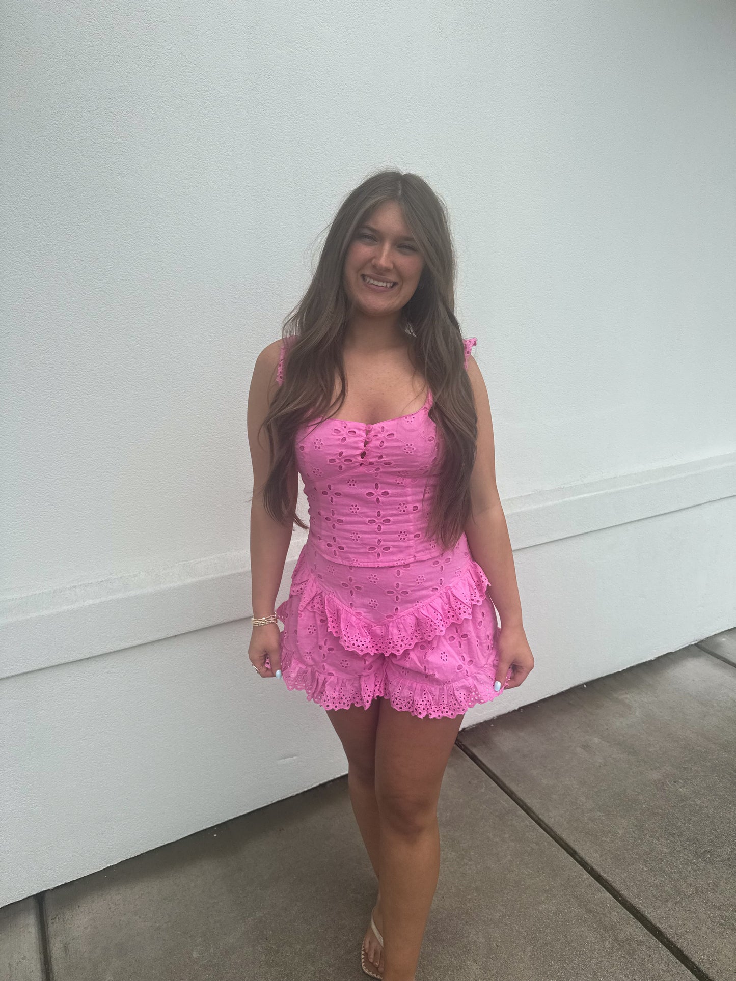 Lizzie Ruffle Eyelet Shorts