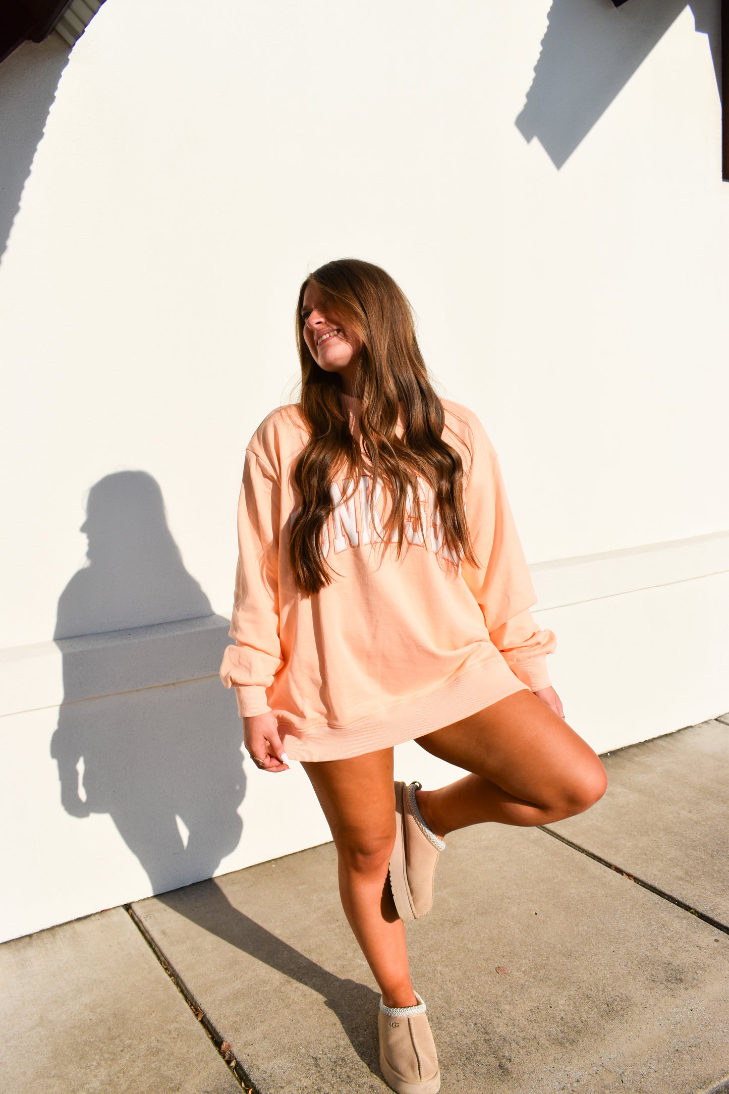 Varsity Sunkissed Embroidered Mockneck: Papaya Orange