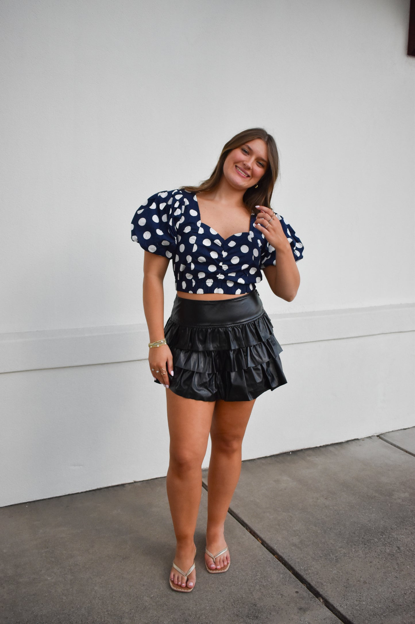 Cropped Polka Dot Bubble Top