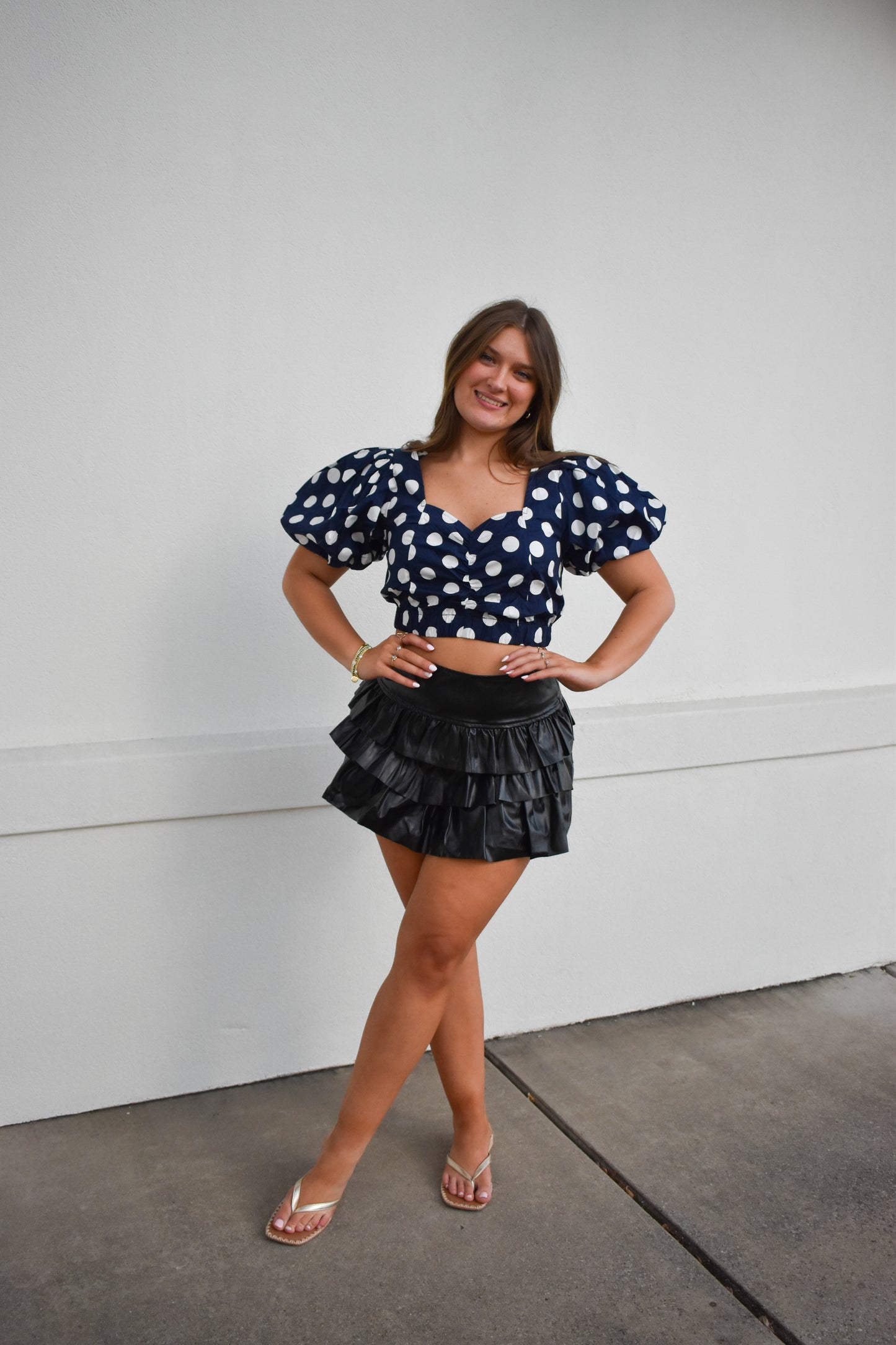 Cropped Polka Dot Bubble Top