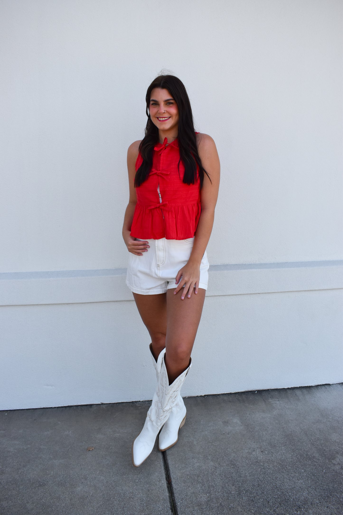 River Sleeveless Bow Top