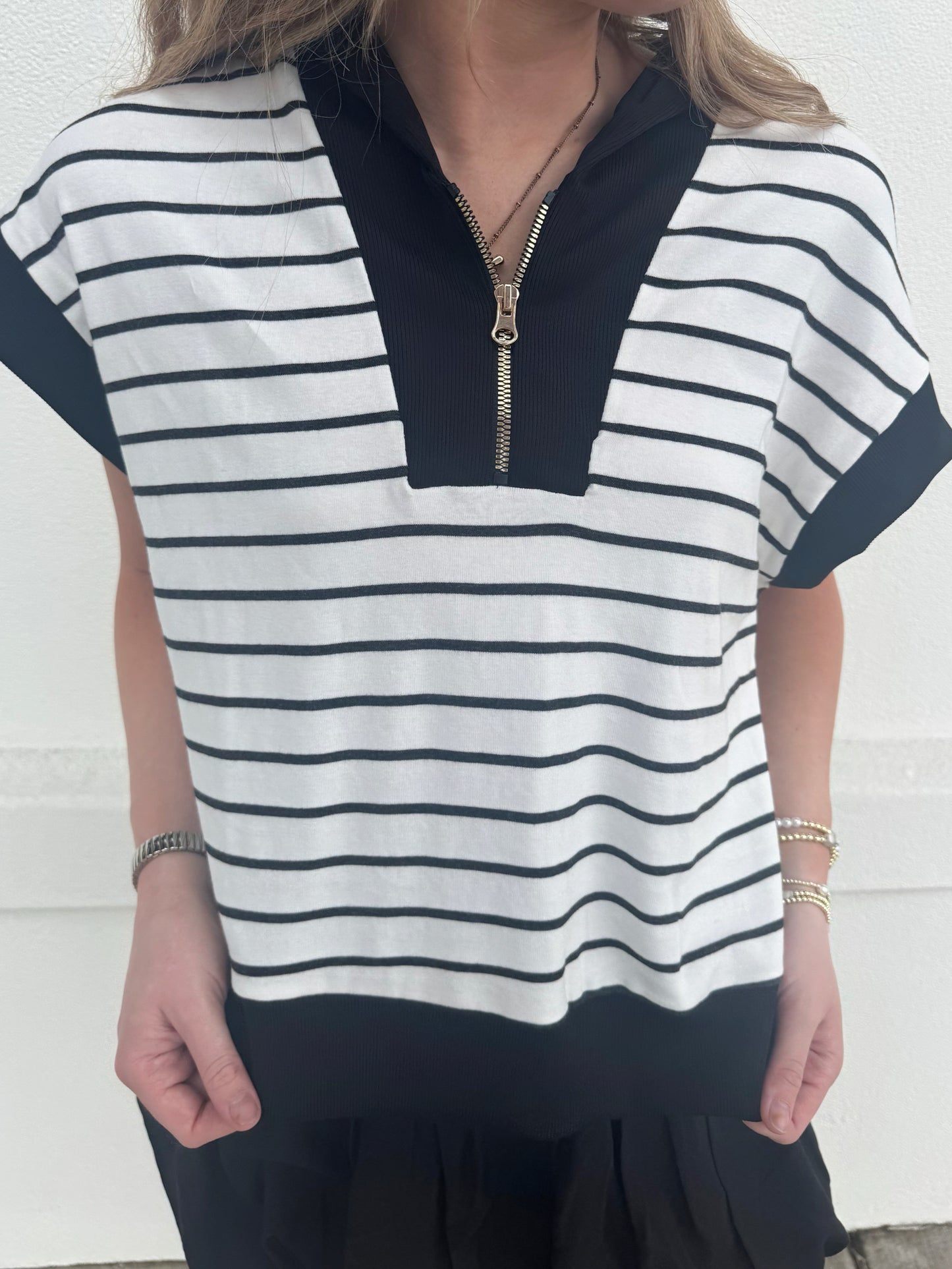 Stripe Zip Up Sweatshirt