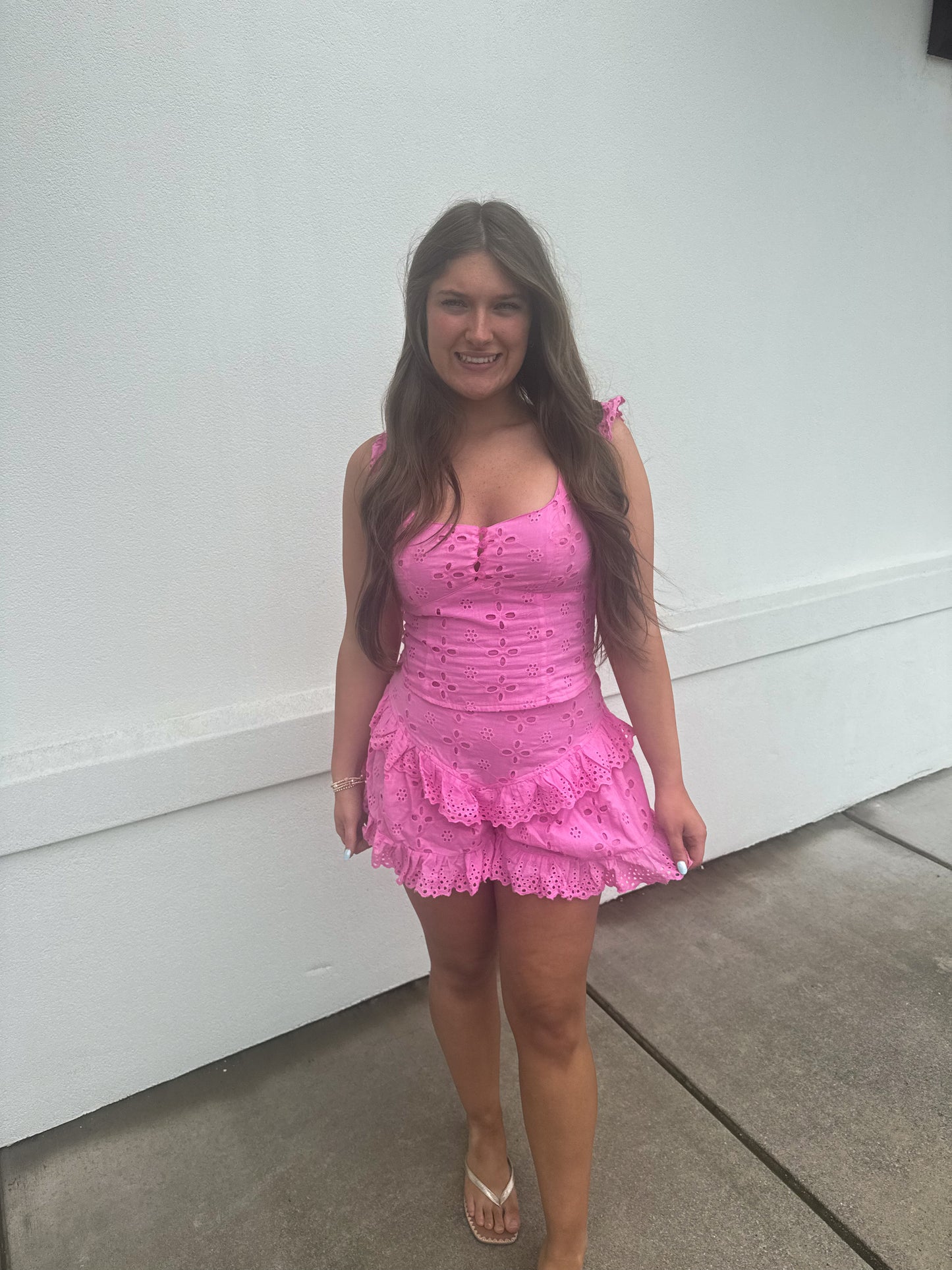 Lizzie Ruffle Eyelet Shorts