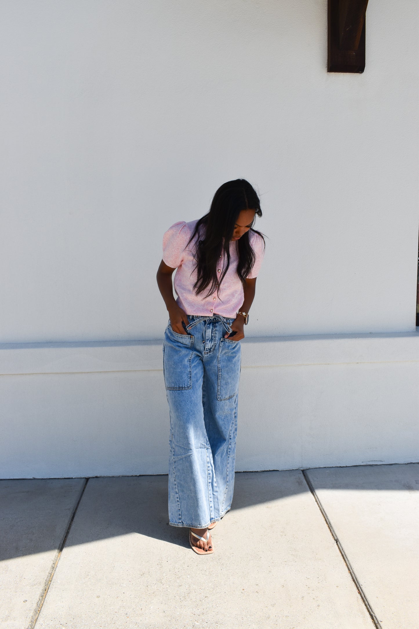 Pink Cardi W/ Pearl Buttons