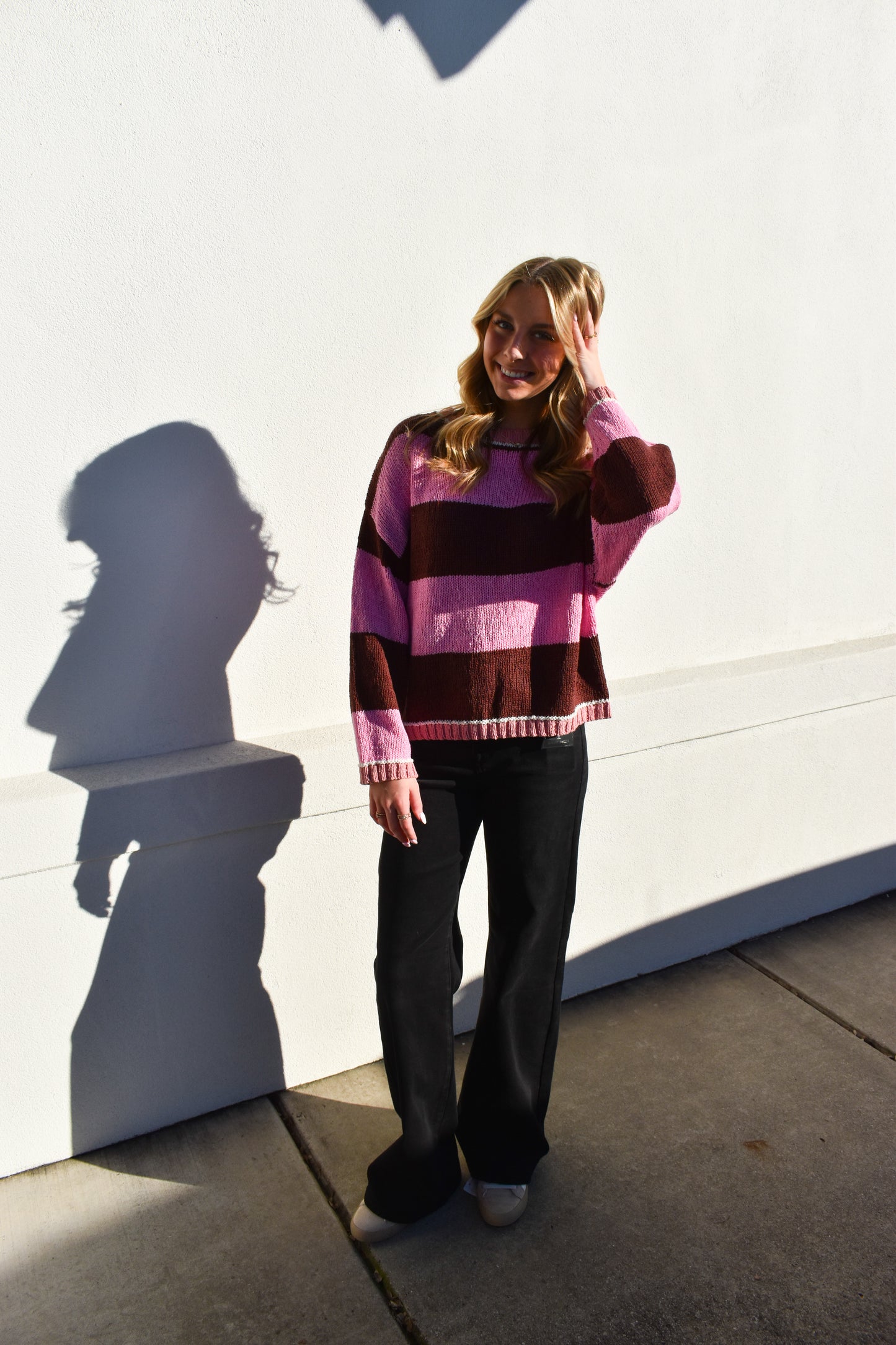 Drop Shoulder Stripe Sweater