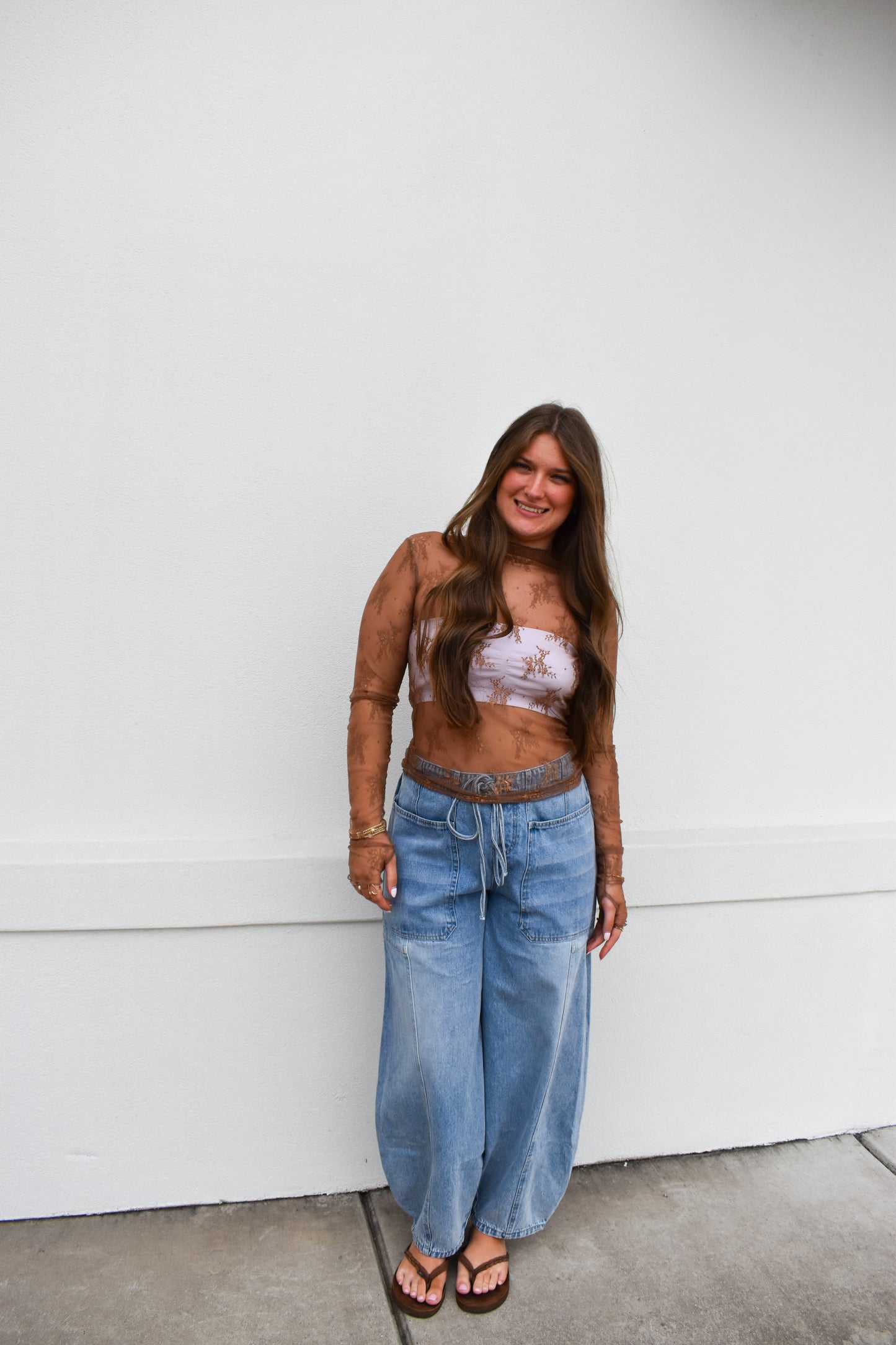Floral Lace Mesh Layering Top