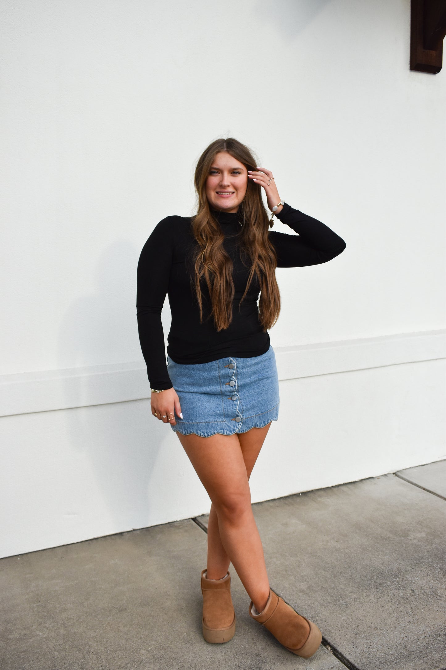 Basic Long Sleeve Turtle Neck: Black