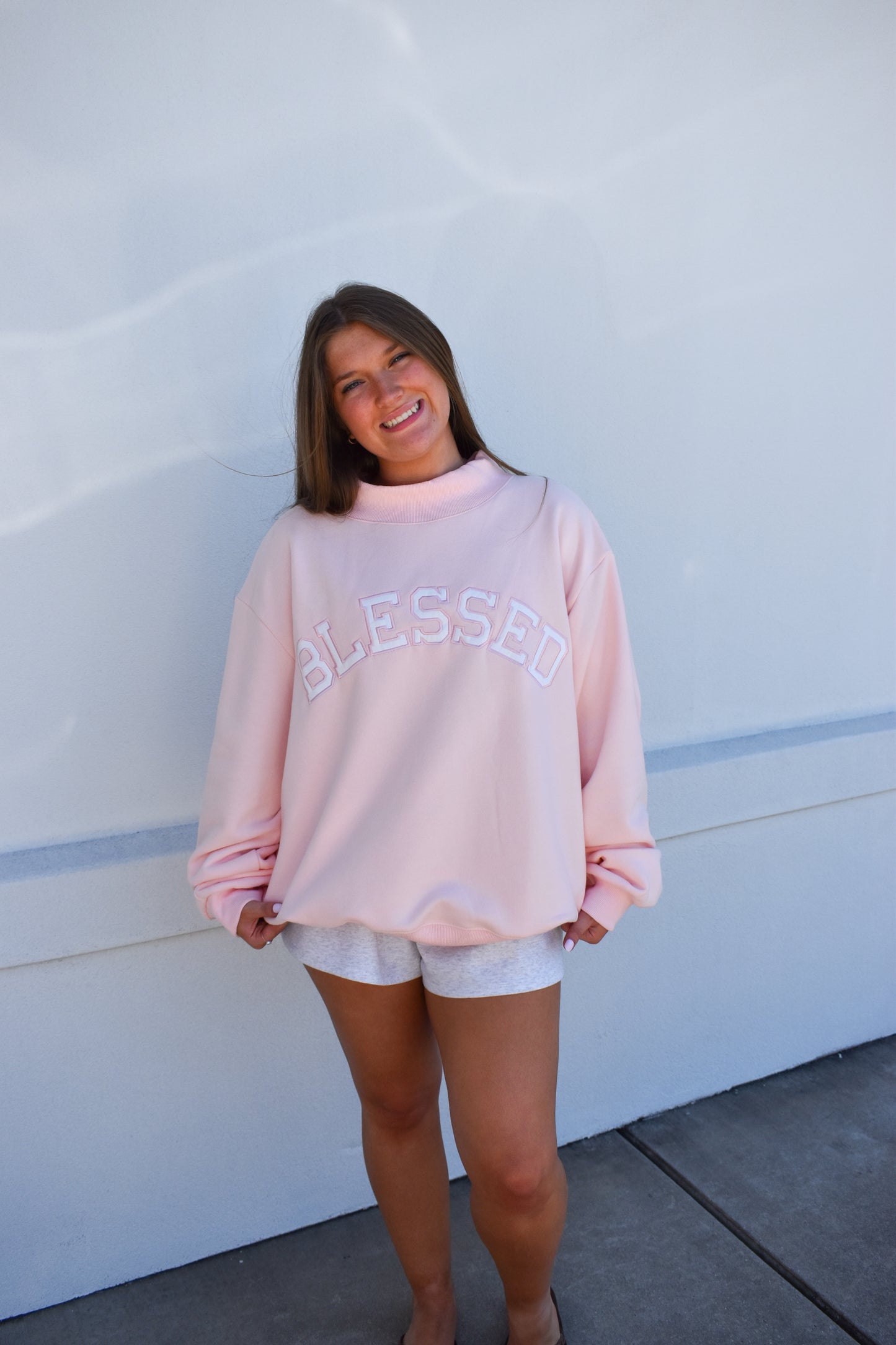 BLESSED Embroidered Mockneck