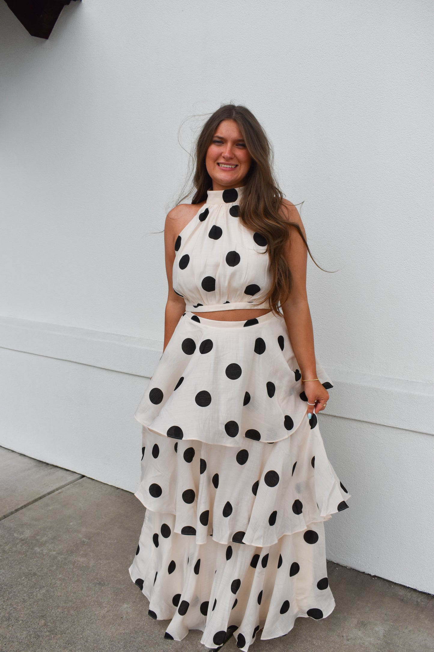 Polka Dot Halter Top and Maxi Skirt Set